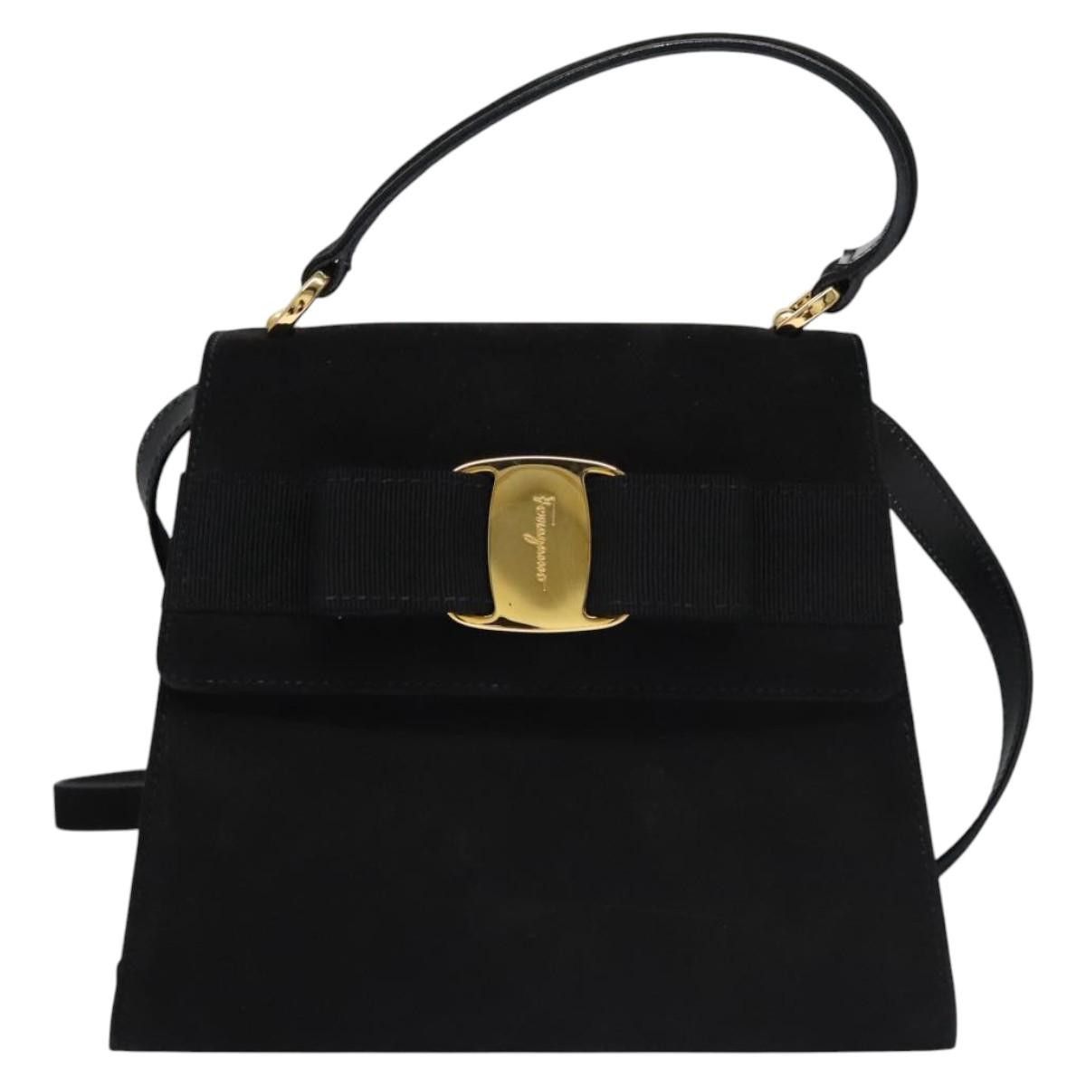 Salvatore Ferragamo Vala Black Suede Handbag (Pre-Owned) Size ONE SIZE - 2 Thumbnail
