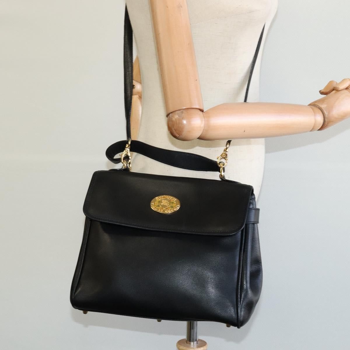 Burberry Black Leather Handbag (Pre-Owned) Size ONE SIZE - 12 Thumbnail