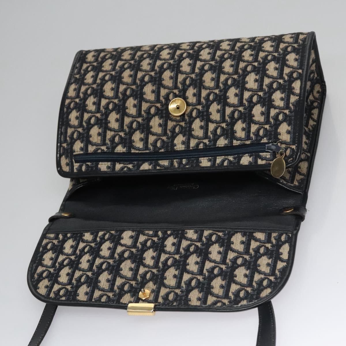 Dior Trotter Navy Canvas Shoulder Bag (Pre-Owned) Size ONE SIZE - 18 Thumbnail