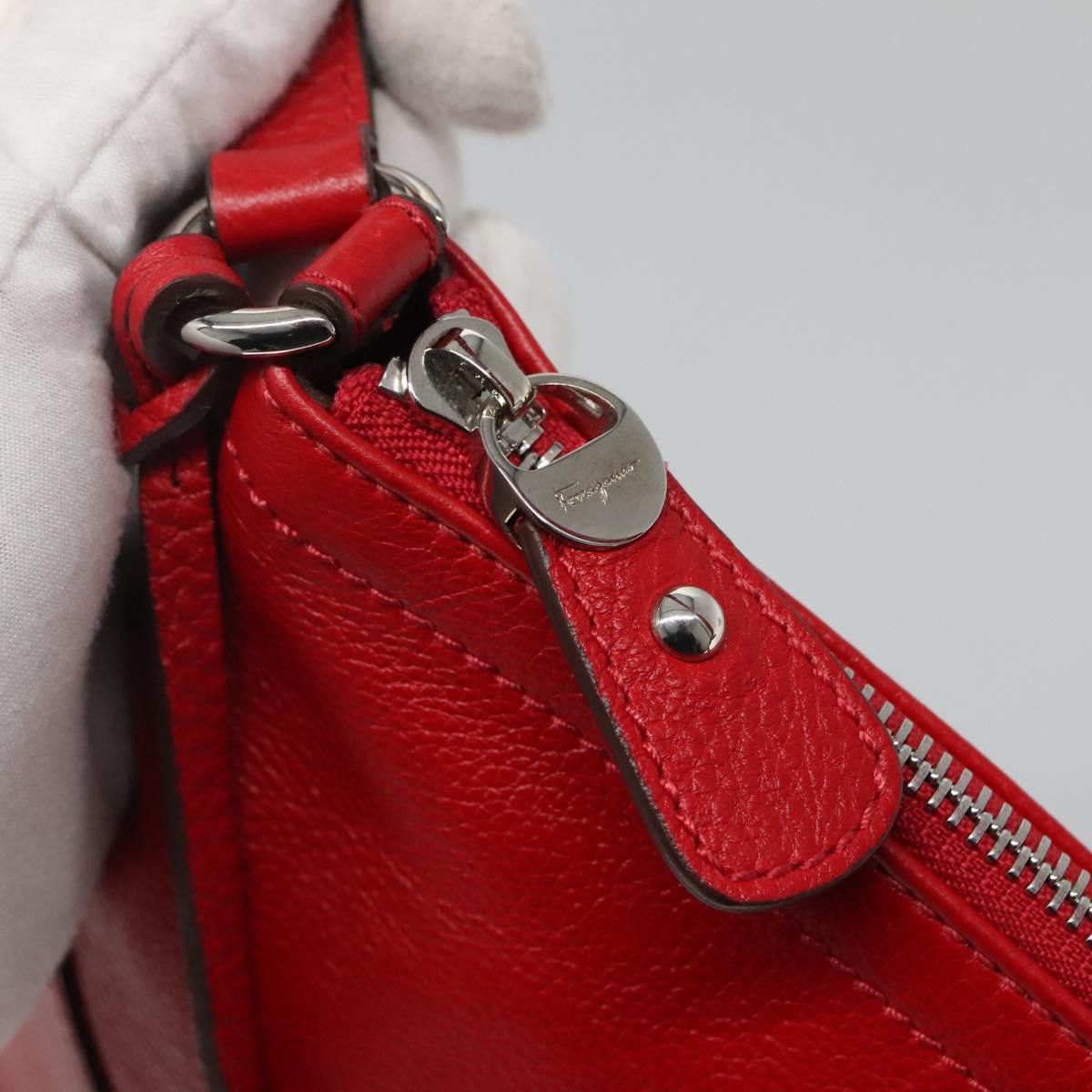 Salvatore Ferragamo Gancini Red Leather Shoulder Bag (Pre-Owned) Size ONE SIZE - 14 Thumbnail
