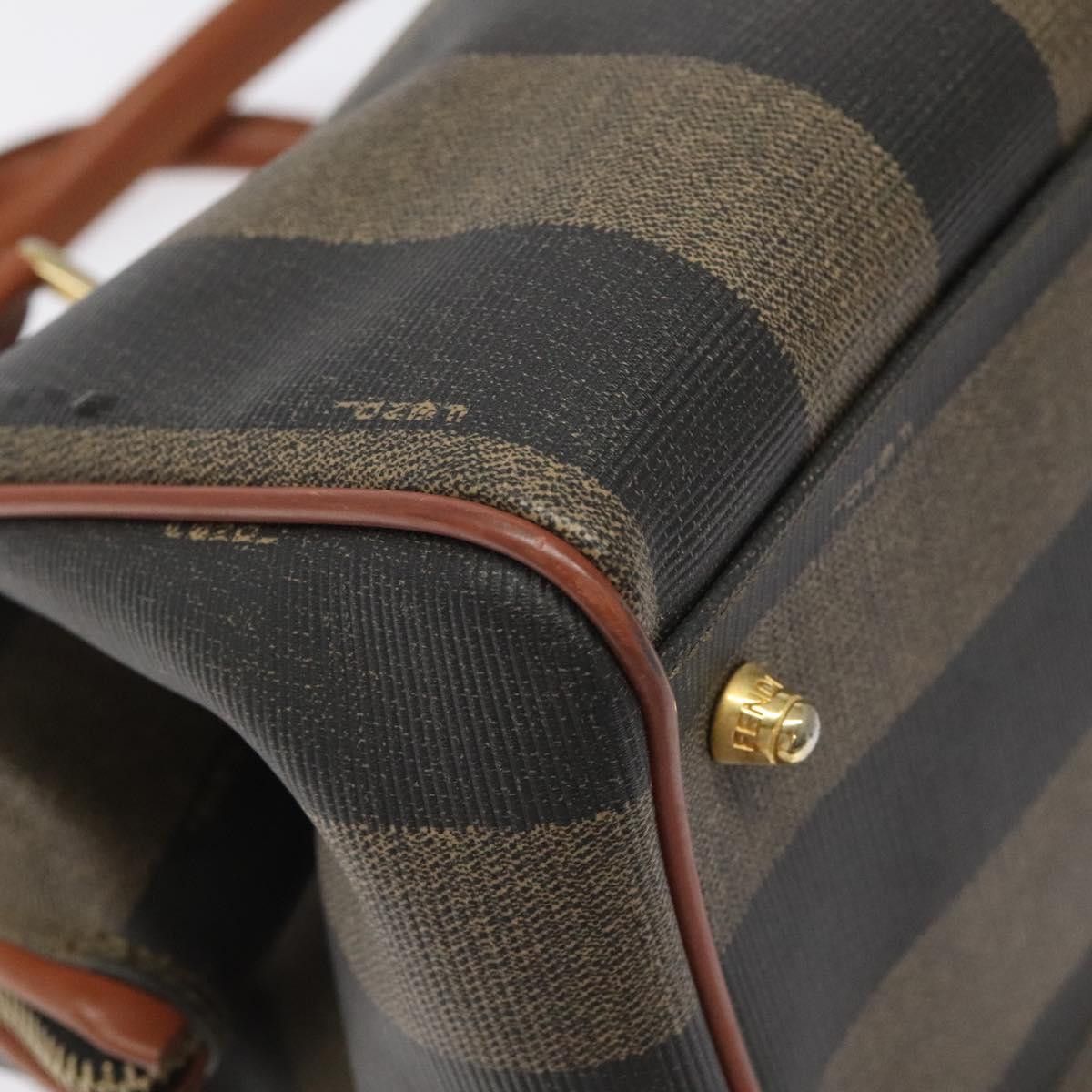Fendi Pequin Brown Canvas Handbag (Pre-Owned) Size ONE SIZE - 7 Thumbnail