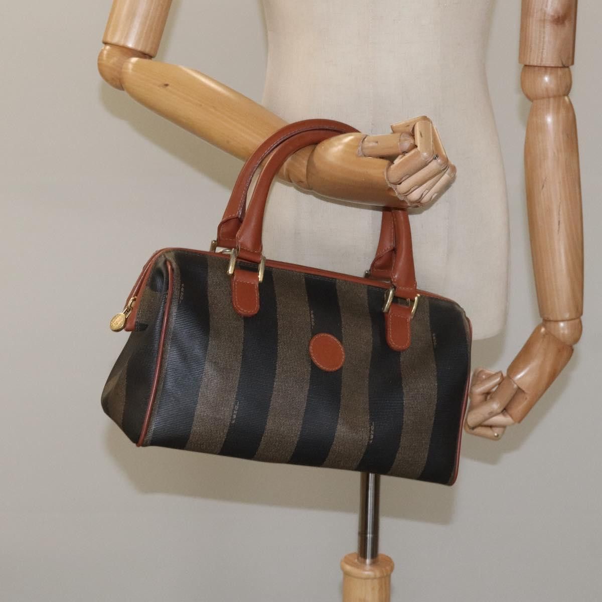 Fendi Pequin Brown Canvas Handbag (Pre-Owned) Size ONE SIZE - 15 Thumbnail
