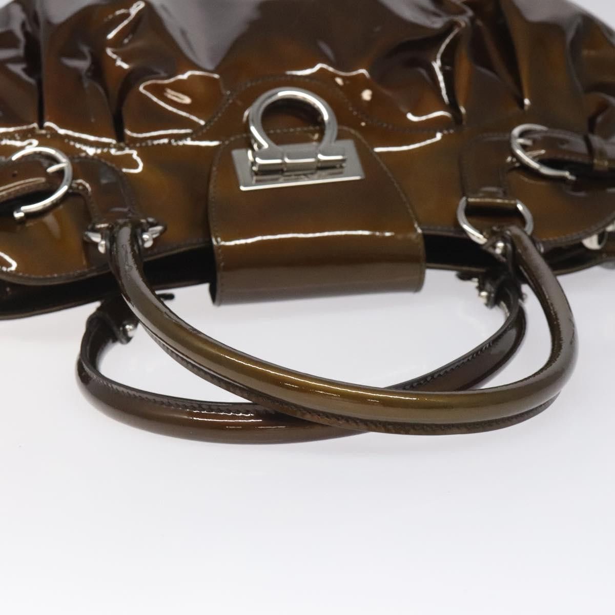 Salvatore Ferragamo Marisa Brown Patent Leather Shoulder Bag (Pre-Owned) Size ONE SIZE - 6 Thumbnail