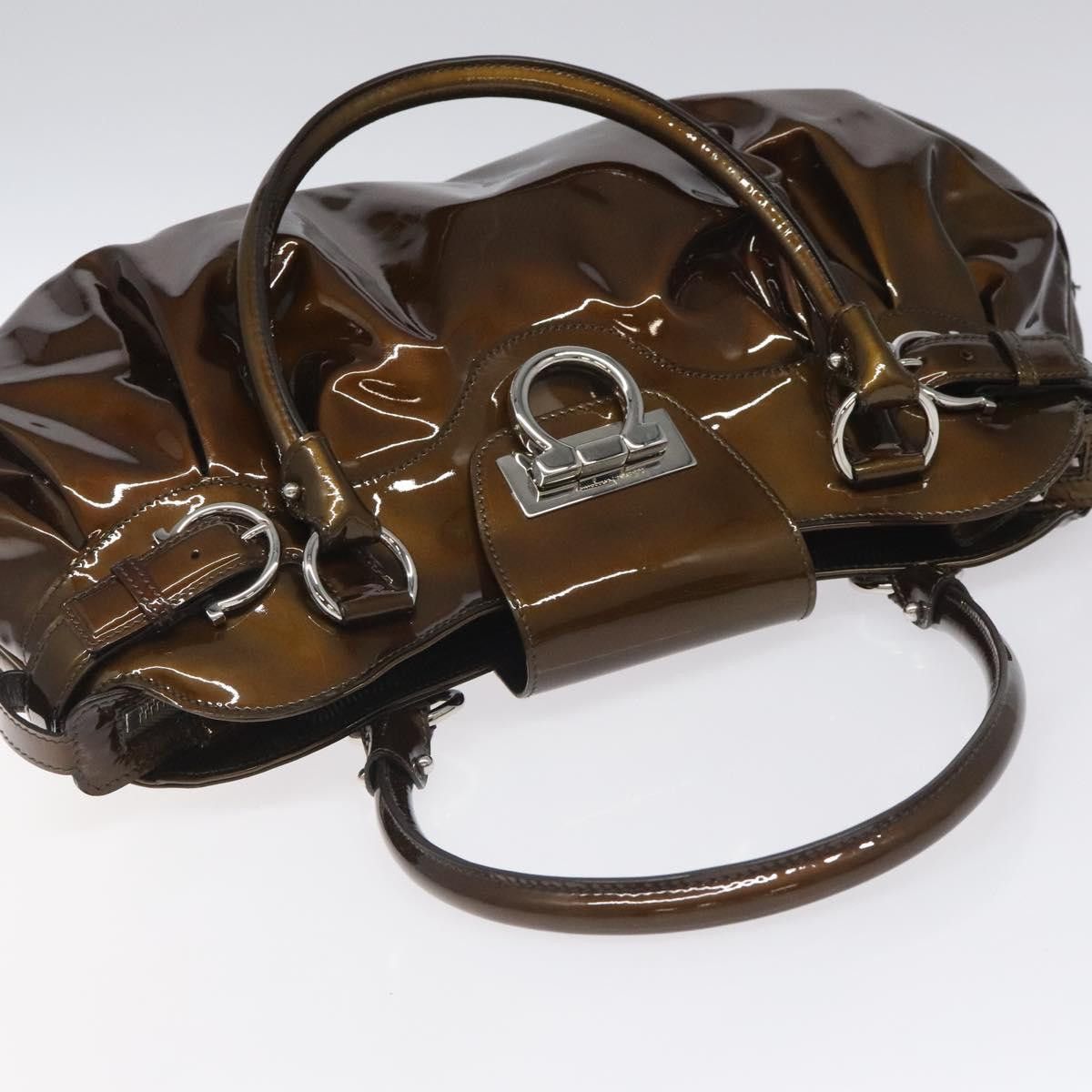 Salvatore Ferragamo Marisa Brown Patent Leather Shoulder Bag (Pre-Owned) Size ONE SIZE - 5 Thumbnail