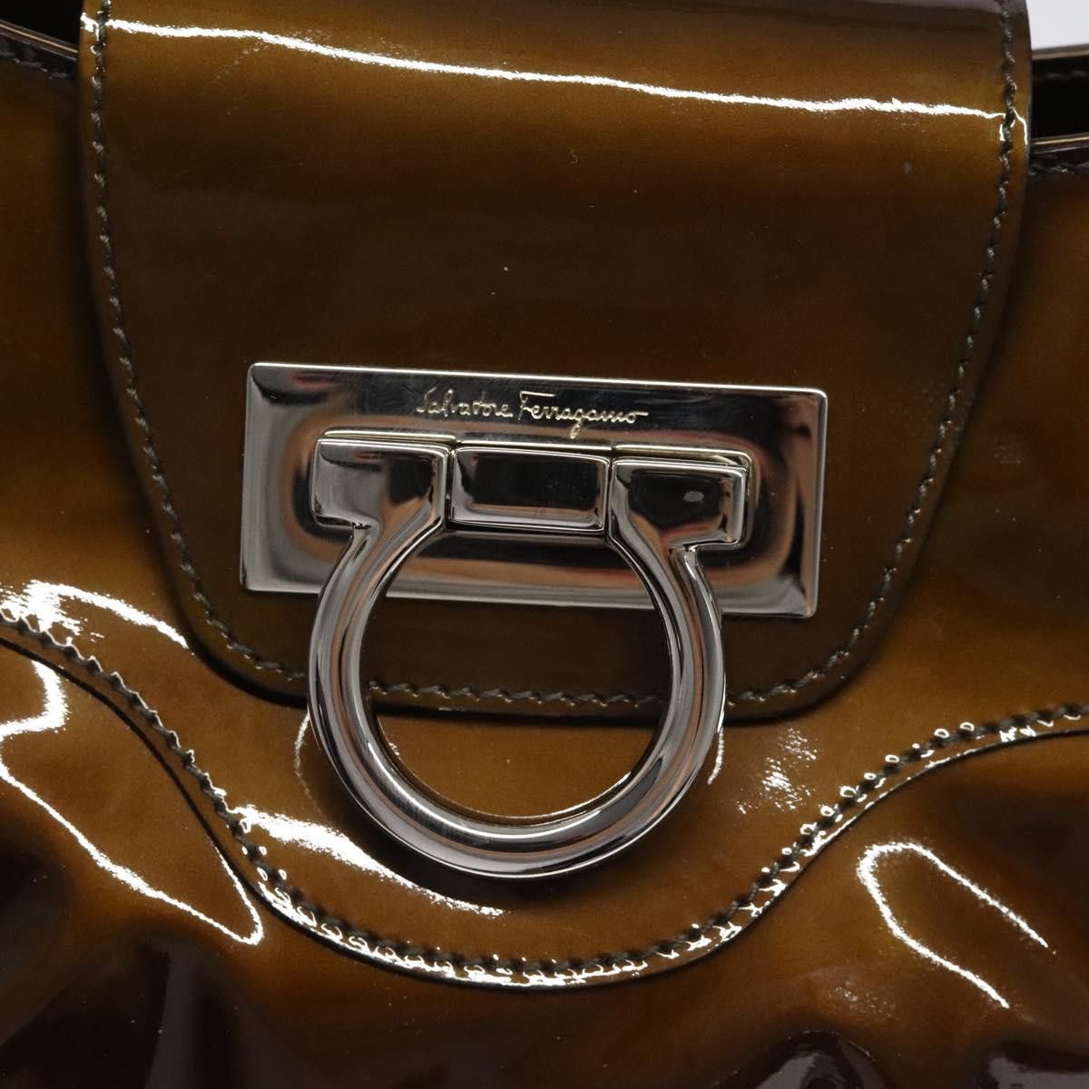 Salvatore Ferragamo Marisa Brown Patent Leather Shoulder Bag (Pre-Owned) Size ONE SIZE - 13 Thumbnail