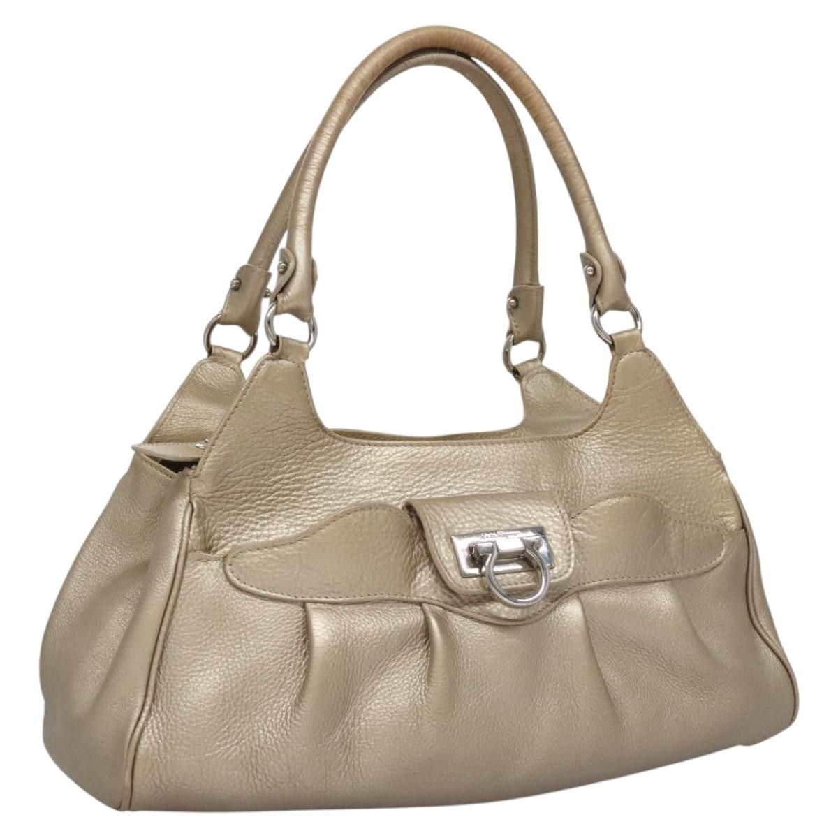 Salvatore Ferragamo Gancini Gold Leather Tote Bag (Pre-Owned) Size ONE SIZE - 16 Thumbnail