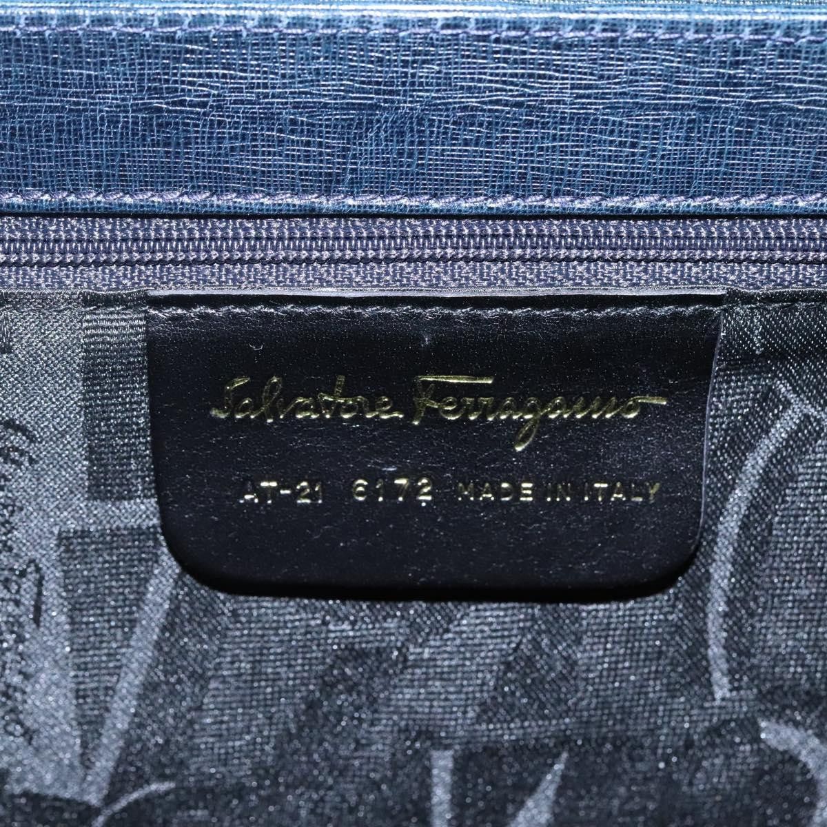 Salvatore Ferragamo Gancini Navy Leather Handbag (Pre-Owned) Size ONE SIZE - 15 Thumbnail