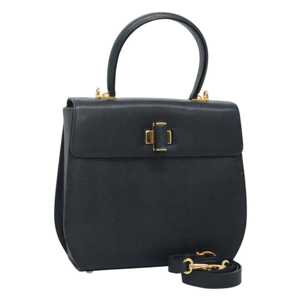 Salvatore Ferragamo Gancini Navy Leather Handbag (Pre-Owned) Size ONE SIZE - 16 Thumbnail