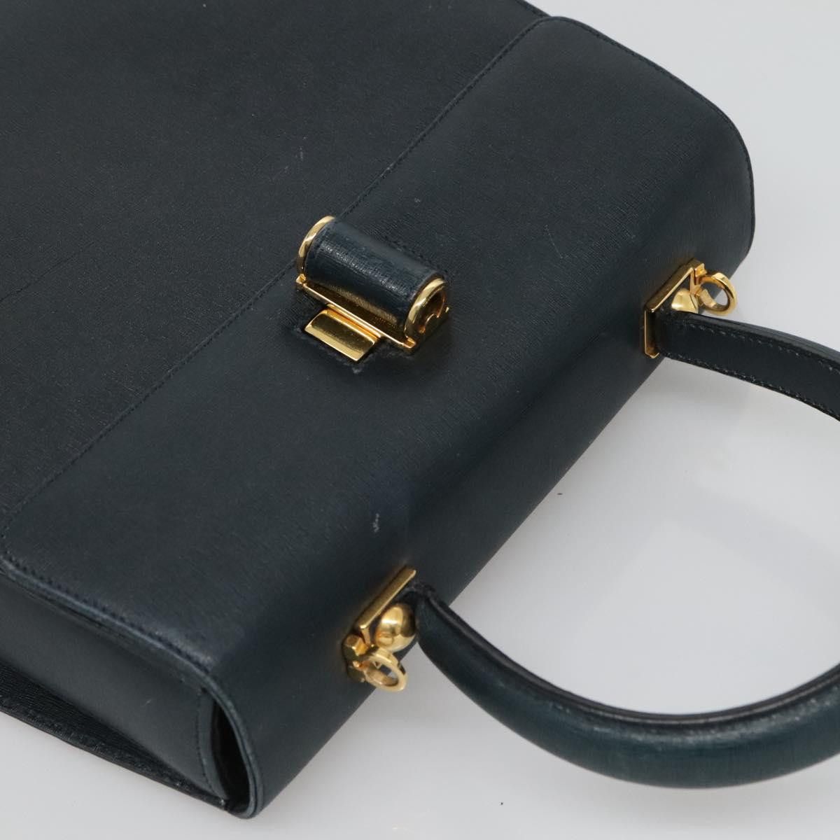 Salvatore Ferragamo Gancini Navy Leather Handbag (Pre-Owned) Size ONE SIZE - 13 Thumbnail
