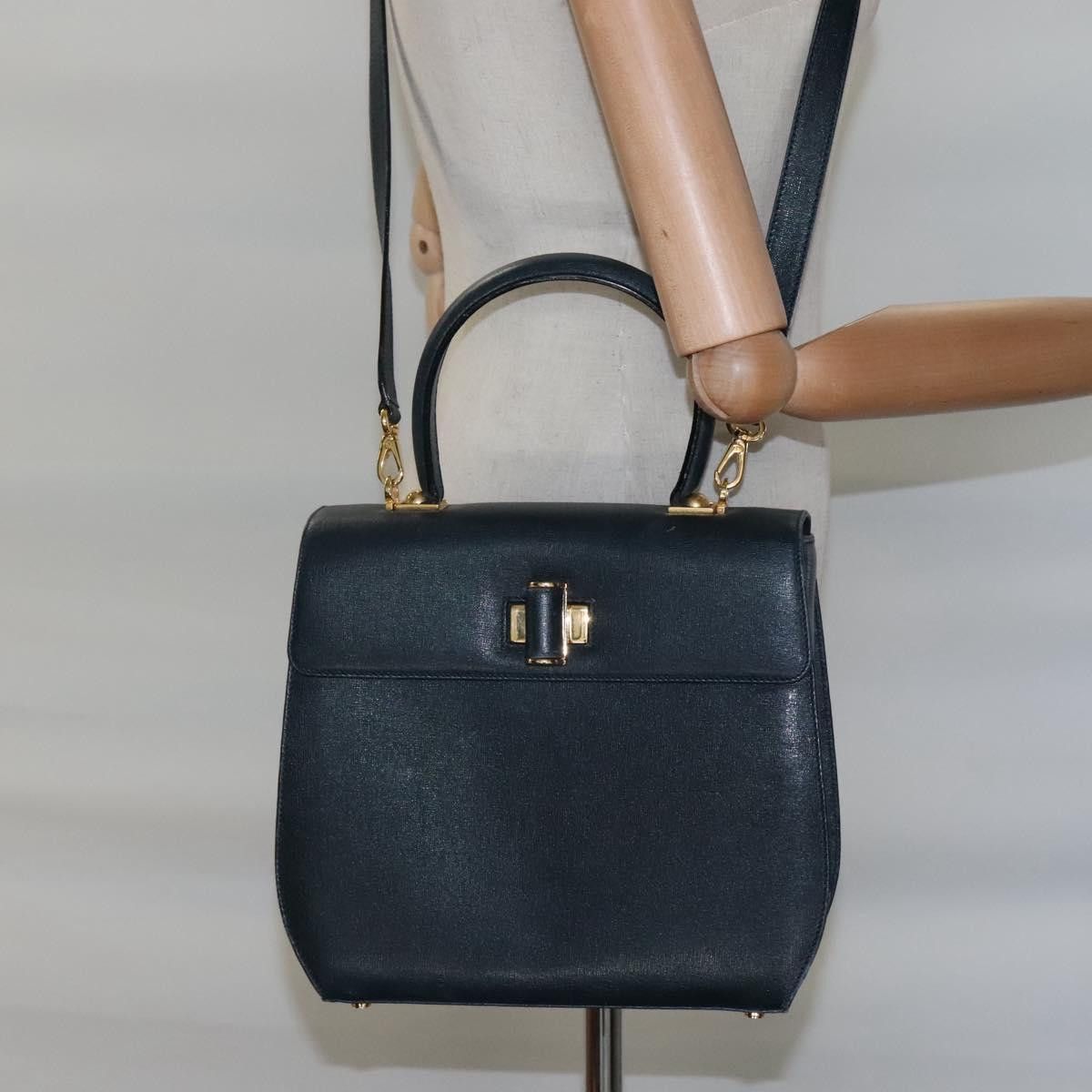 Salvatore Ferragamo Gancini Navy Leather Handbag (Pre-Owned) Size ONE SIZE - 18 Thumbnail