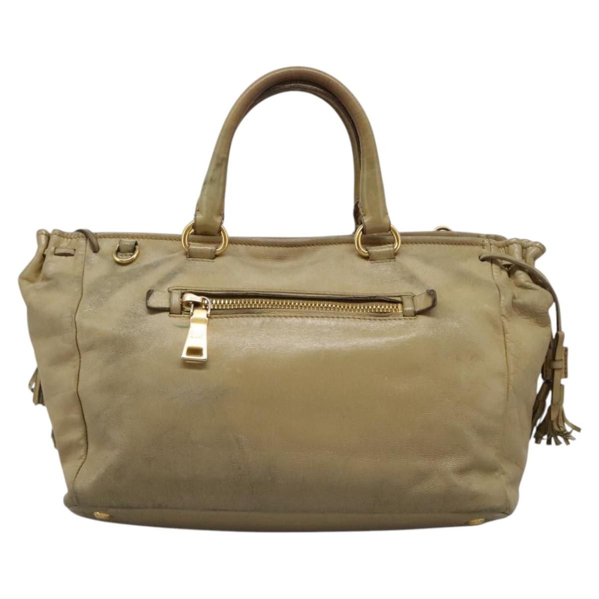 Prada Vitello Beige Leather Handbag (Pre-Owned) Size ONE SIZE - 2 Thumbnail