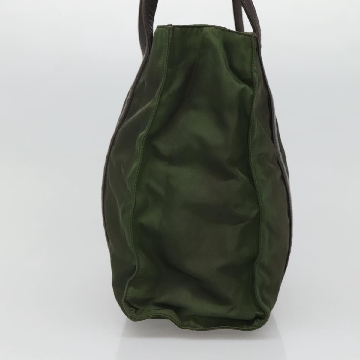 Prada Triangle Logo Khaki Synthetic Tote Bag (Pre-Owned) Size ONE SIZE - 4 Thumbnail
