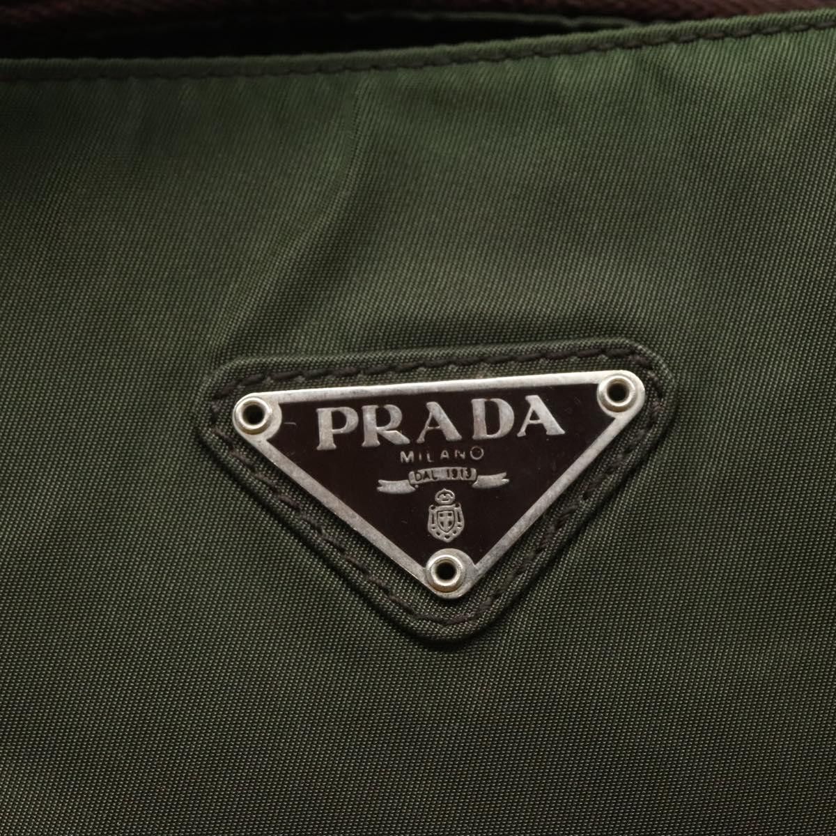 Prada Triangle Logo Khaki Synthetic Tote Bag (Pre-Owned) Size ONE SIZE - 12 Thumbnail