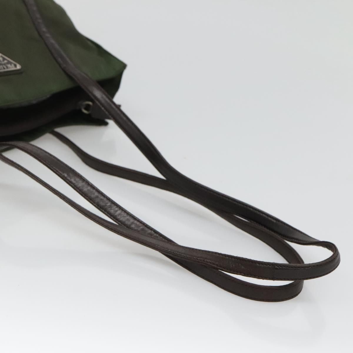 Prada Triangle Logo Khaki Synthetic Tote Bag (Pre-Owned) Size ONE SIZE - 5 Thumbnail