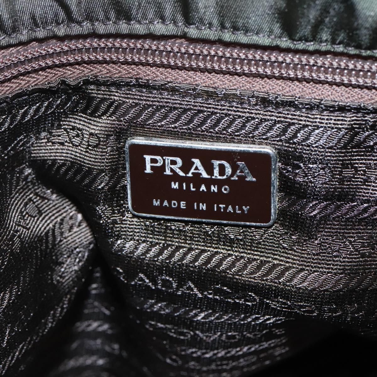 Prada Triangle Logo Khaki Synthetic Tote Bag (Pre-Owned) Size ONE SIZE - 20 Thumbnail