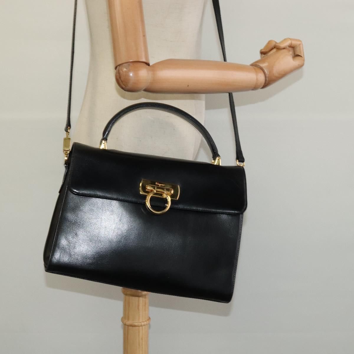 Salvatore Ferragamo Gancini Black Leather Handbag (Pre-Owned) Size ONE SIZE - 17 Thumbnail