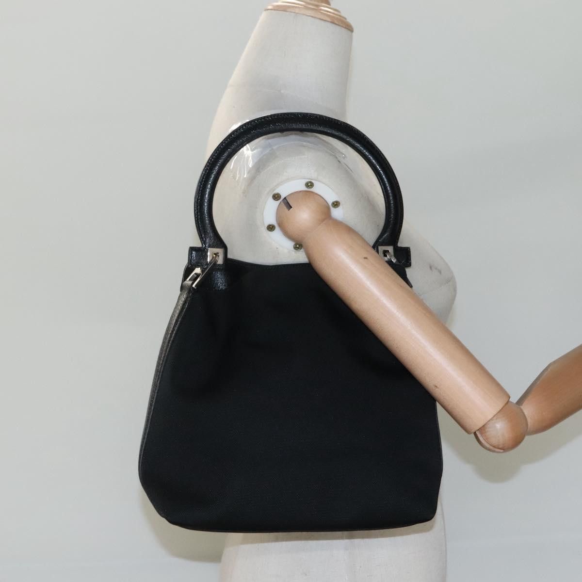 Salvatore Ferragamo Gancini Black Canvas Handbag (Pre-Owned) Size ONE SIZE - 15 Thumbnail