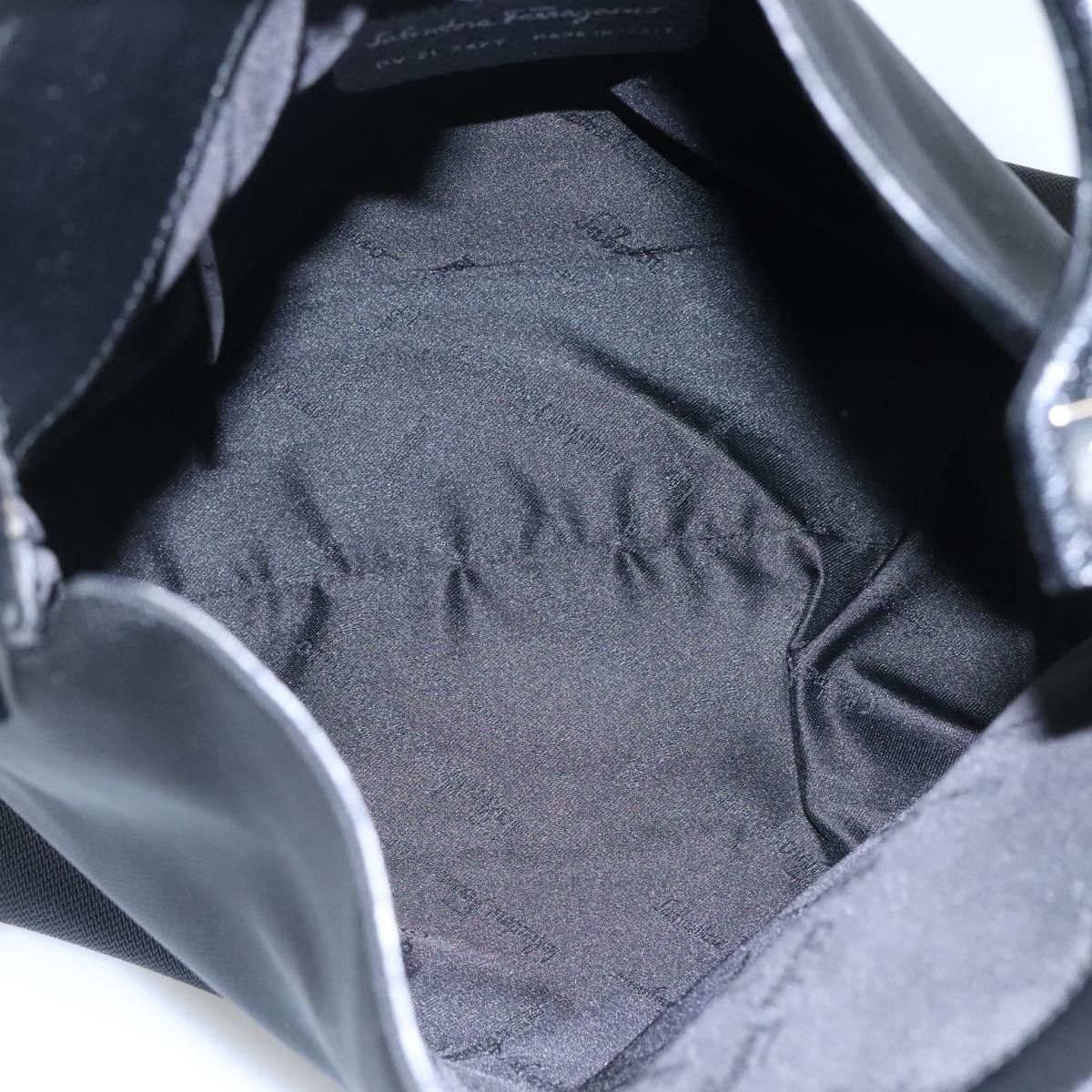 Salvatore Ferragamo Gancini Black Canvas Handbag (Pre-Owned) Size ONE SIZE - 12 Thumbnail
