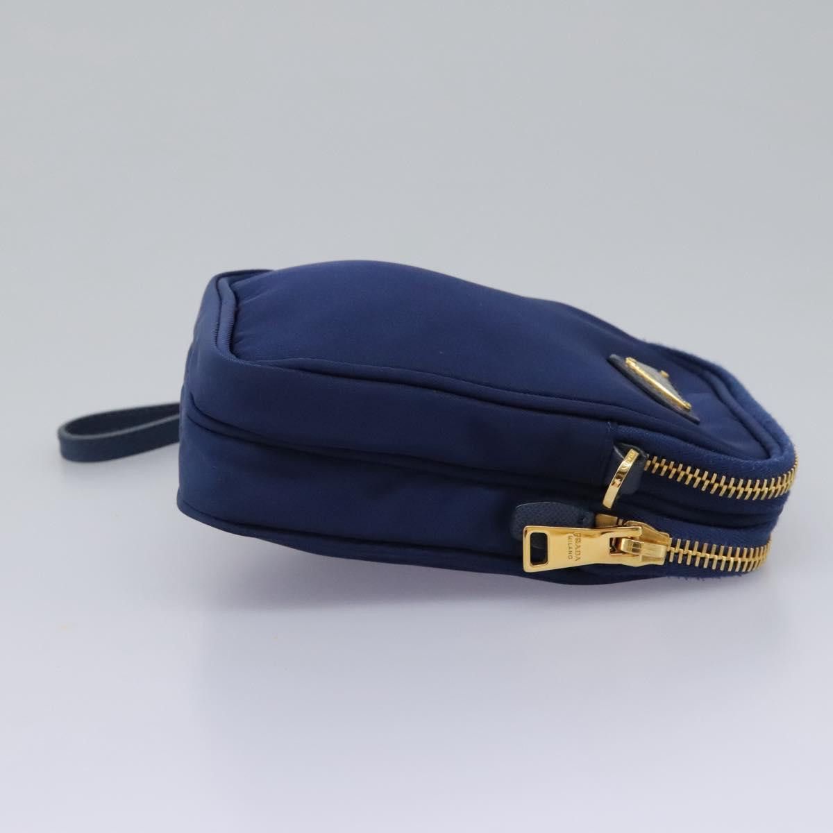 Prada Triangle Logo Navy Synthetic Clutch Bag (Pre-Owned) Size ONE SIZE - 4 Thumbnail