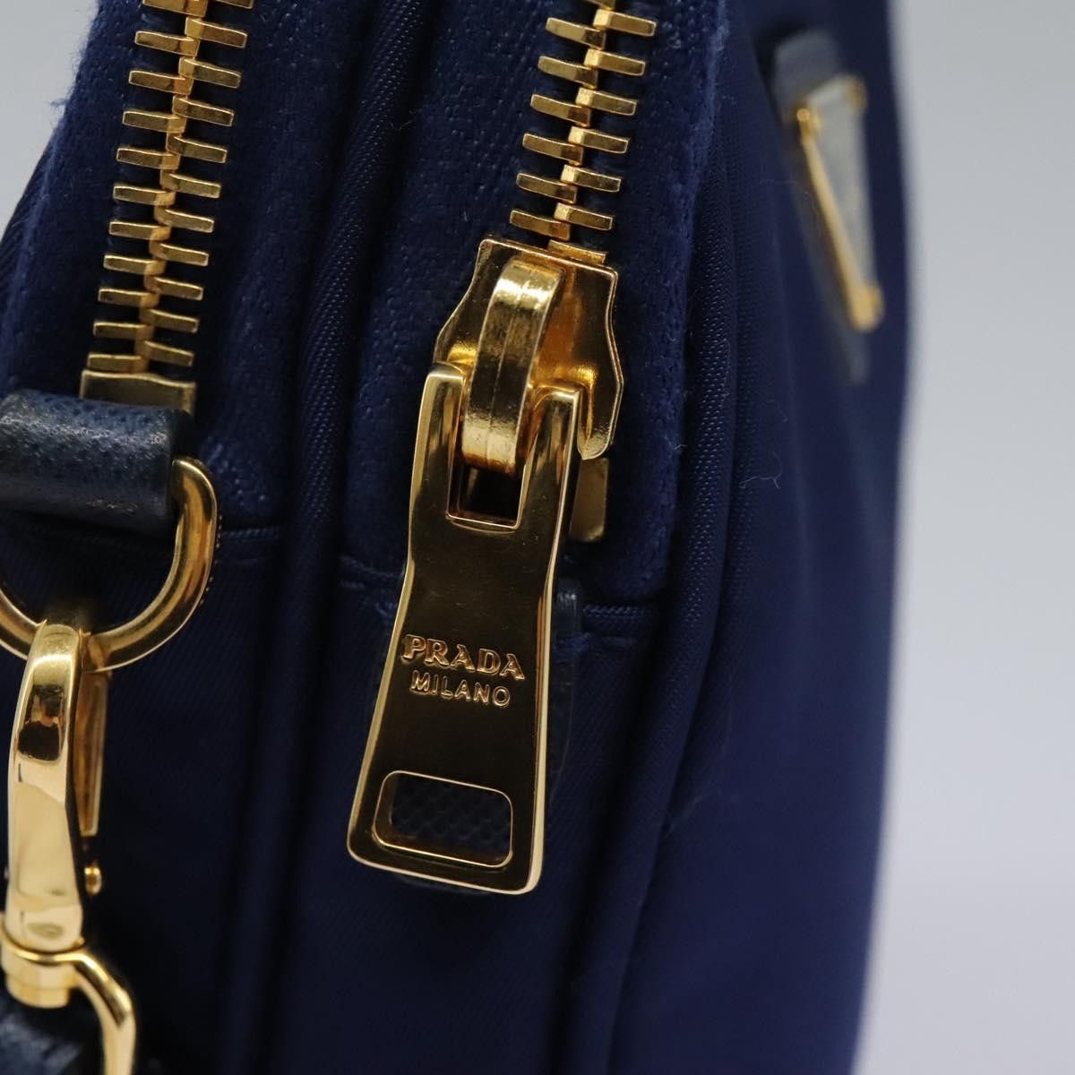 Prada Triangle Logo Navy Synthetic Clutch Bag (Pre-Owned) Size ONE SIZE - 13 Thumbnail