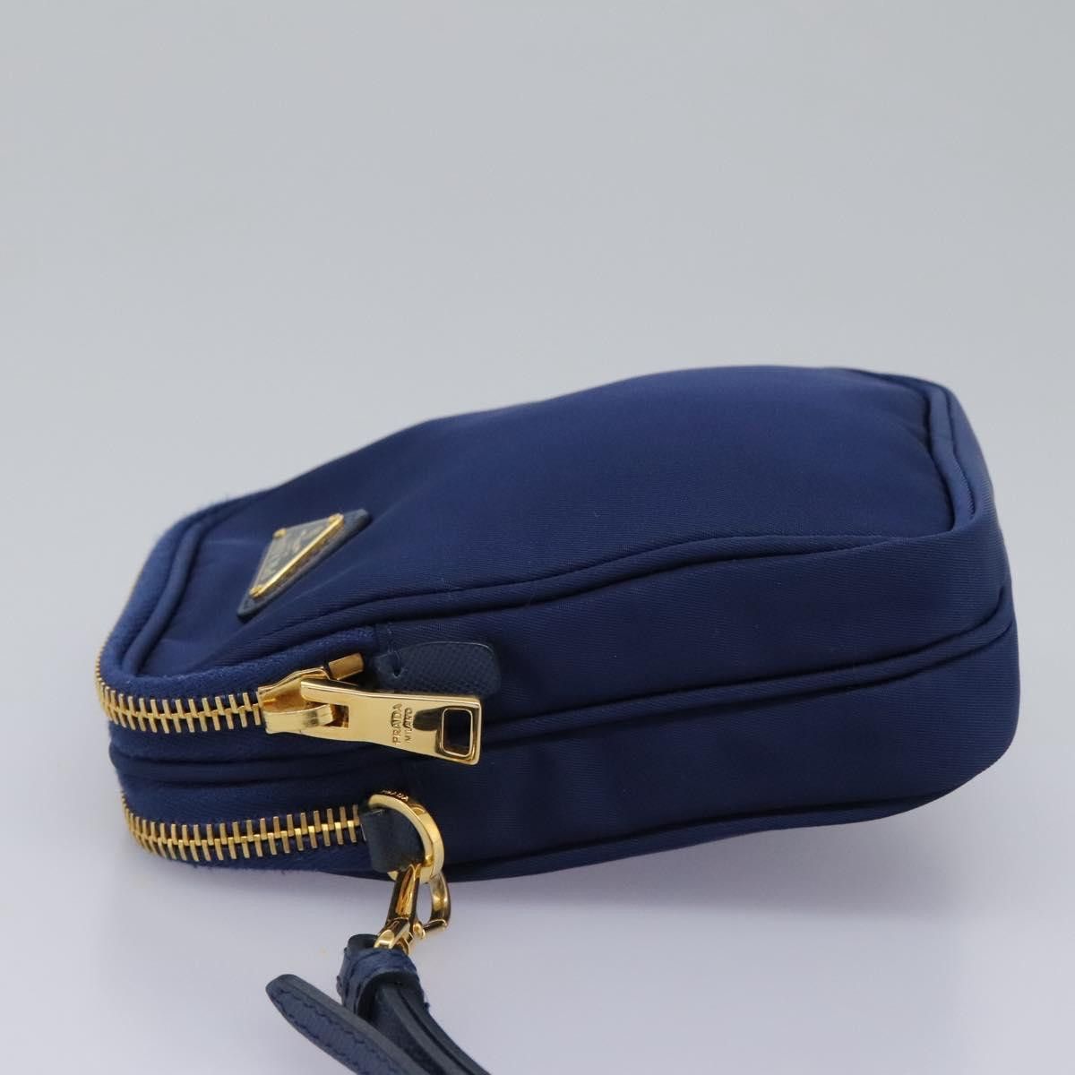 Prada Triangle Logo Navy Synthetic Clutch Bag (Pre-Owned) Size ONE SIZE - 3 Thumbnail