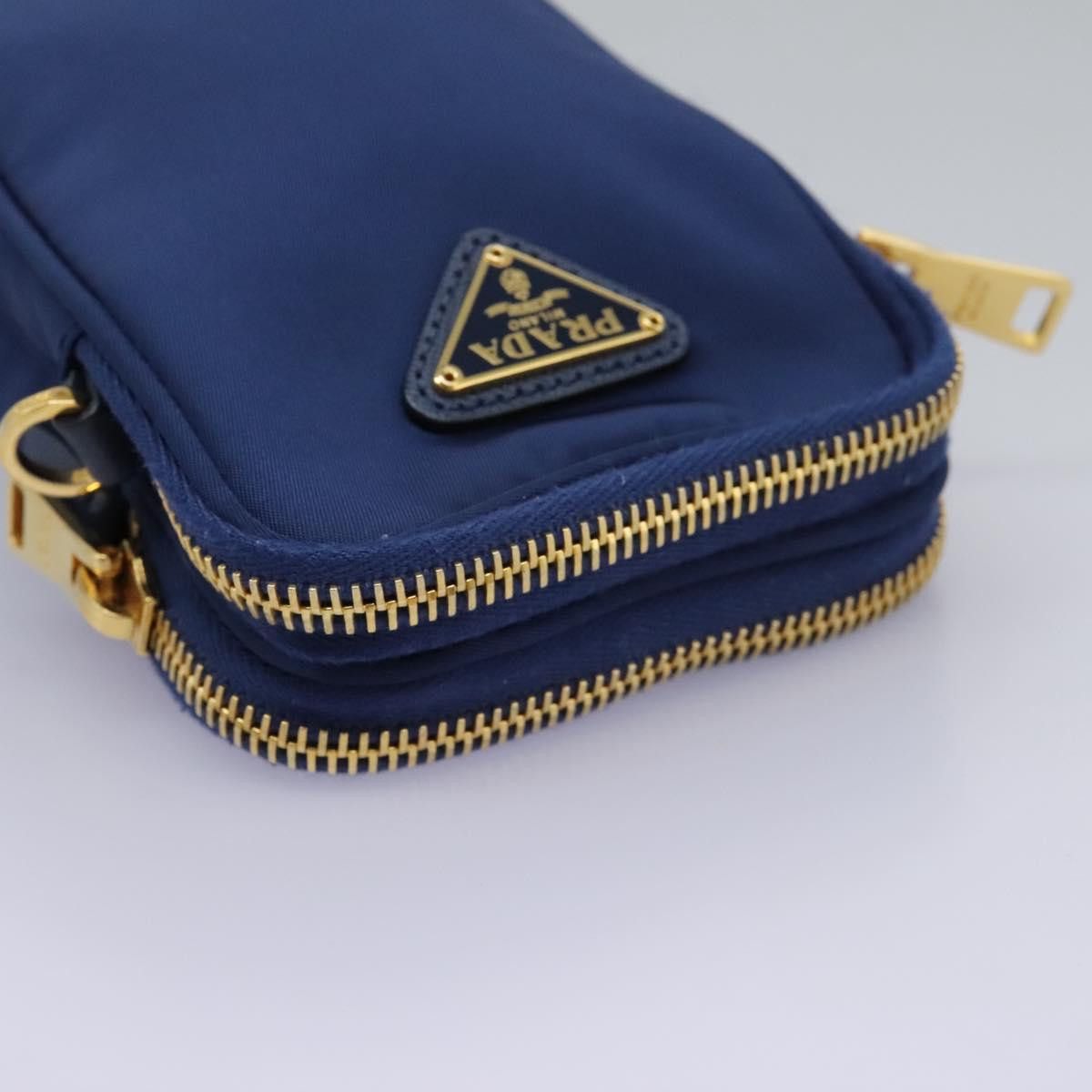 Prada Triangle Logo Navy Synthetic Clutch Bag (Pre-Owned) Size ONE SIZE - 5 Thumbnail