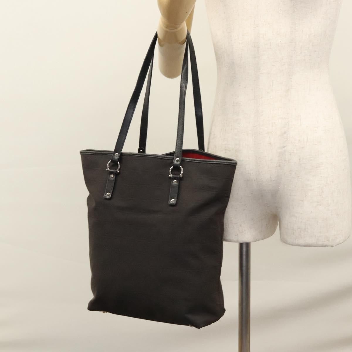 Salvatore Ferragamo Gancini Black Canvas Tote Bag (Pre-Owned) Size ONE SIZE - 20 Thumbnail