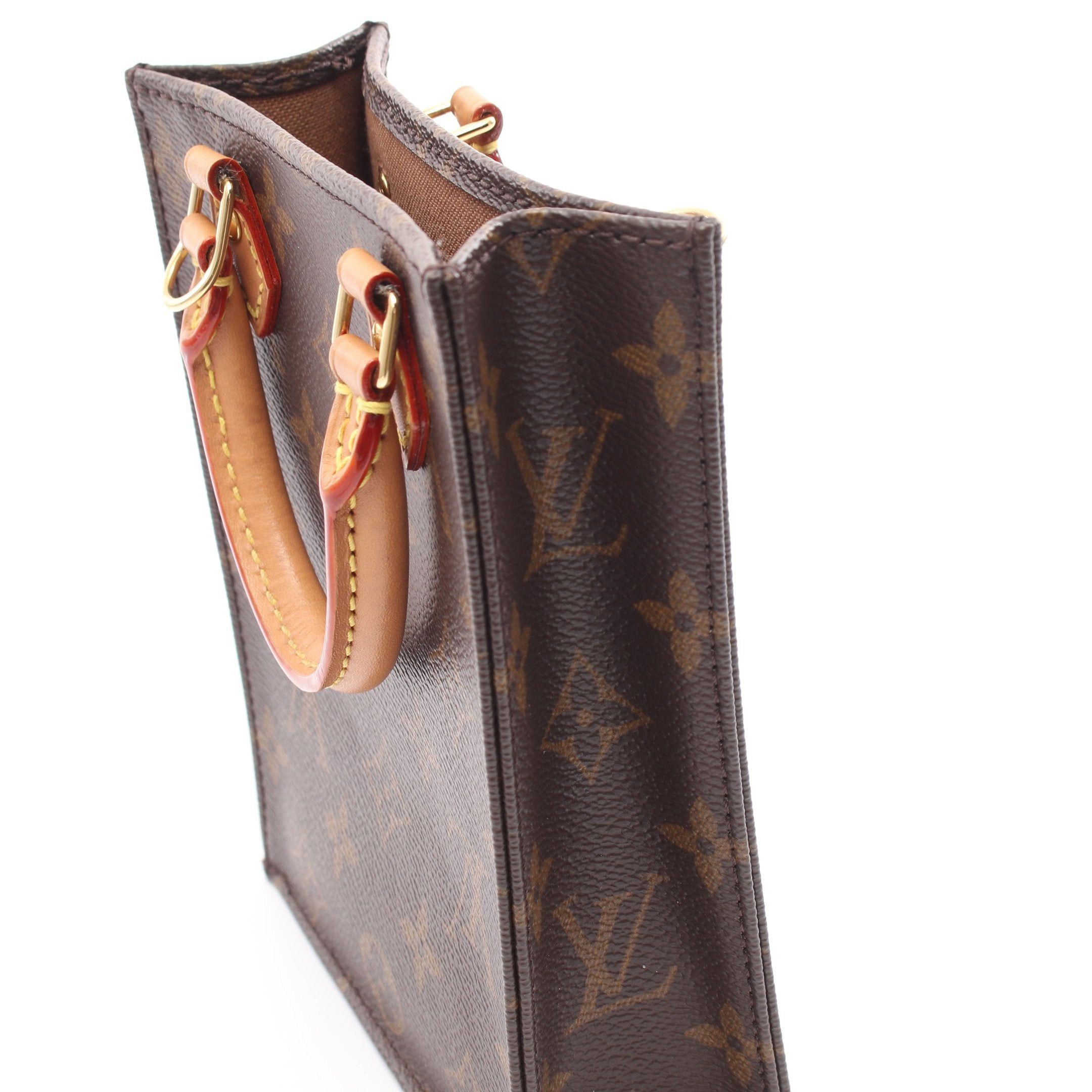 Louis Vuitton Louis Vuitton Petite Sac Plat Monogram Handbag Leather Brown Size ONE SIZE - 10 Thumbnail