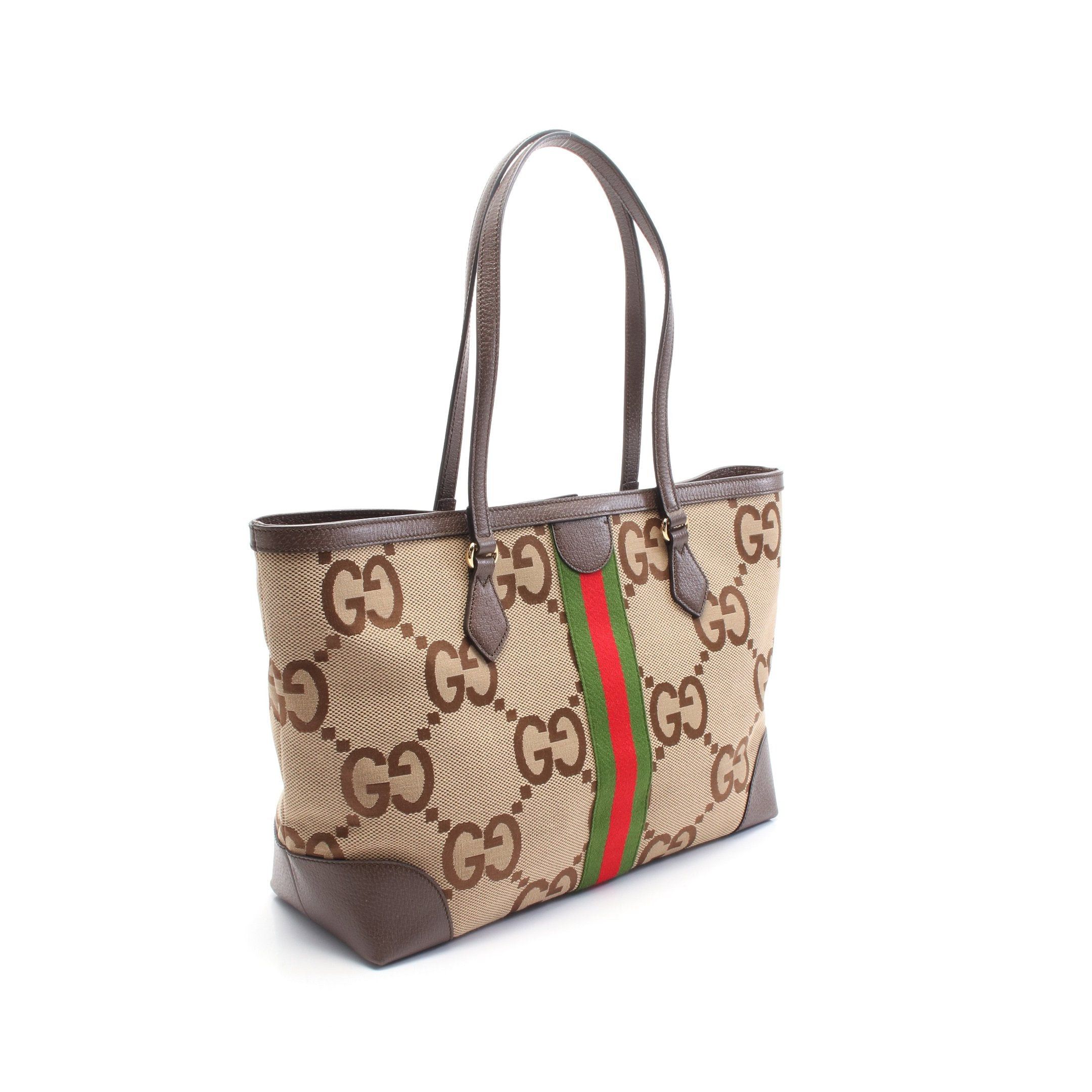 Gucci Gucci Medium Tote Jumbo Gg Sherry Line Shoulder Bag Canvas Leather Beige Dark Brown Size ONE SIZE - 2 Thumbnail