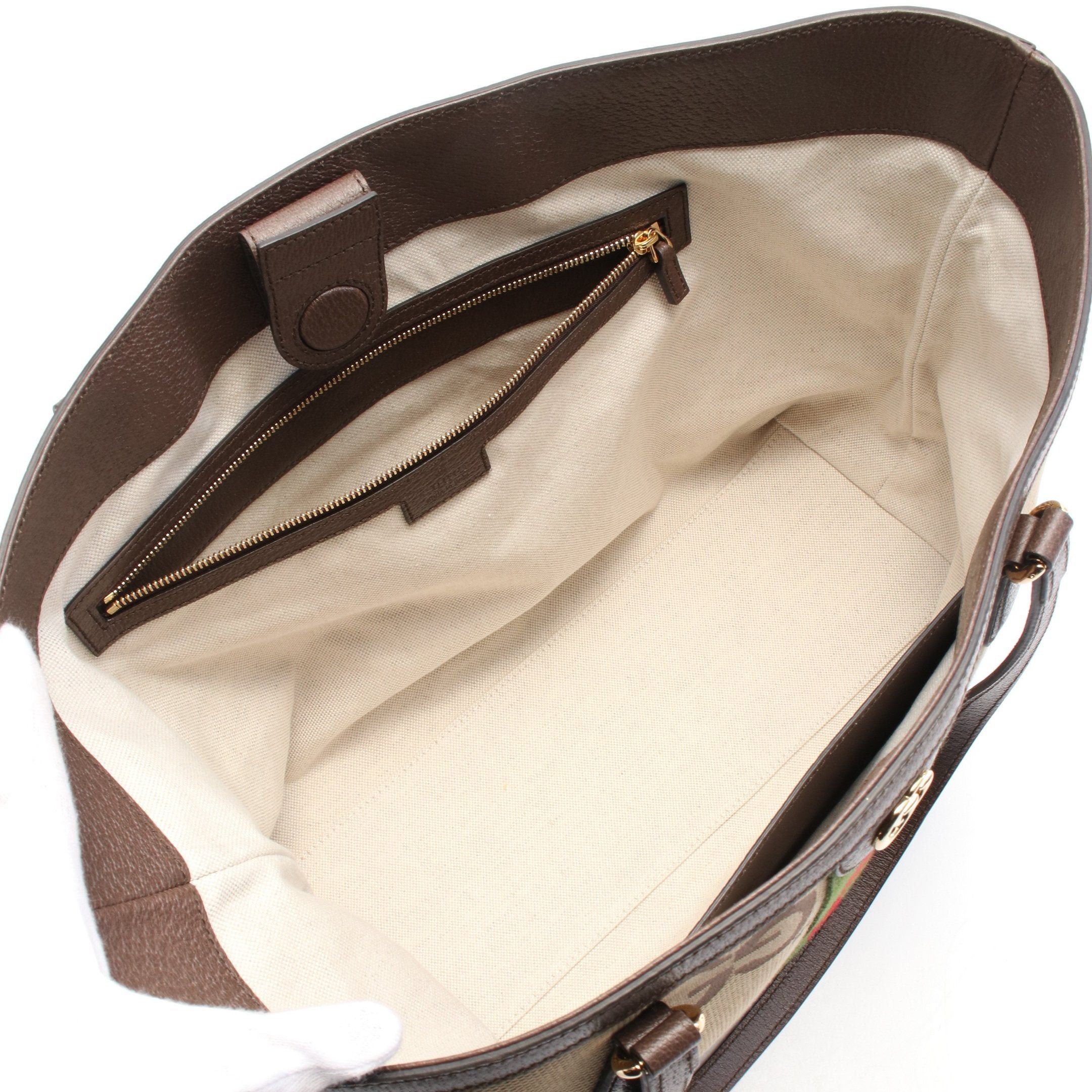 Gucci Gucci Medium Tote Jumbo Gg Sherry Line Shoulder Bag Canvas Leather Beige Dark Brown Size ONE SIZE - 3 Thumbnail