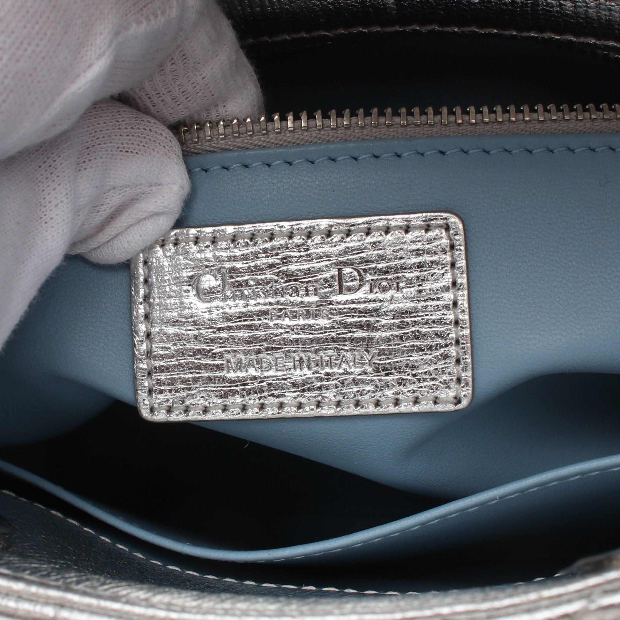 Dior Dior Lady Dior Small Handbag Leather Silver Size ONE SIZE - 4 Thumbnail