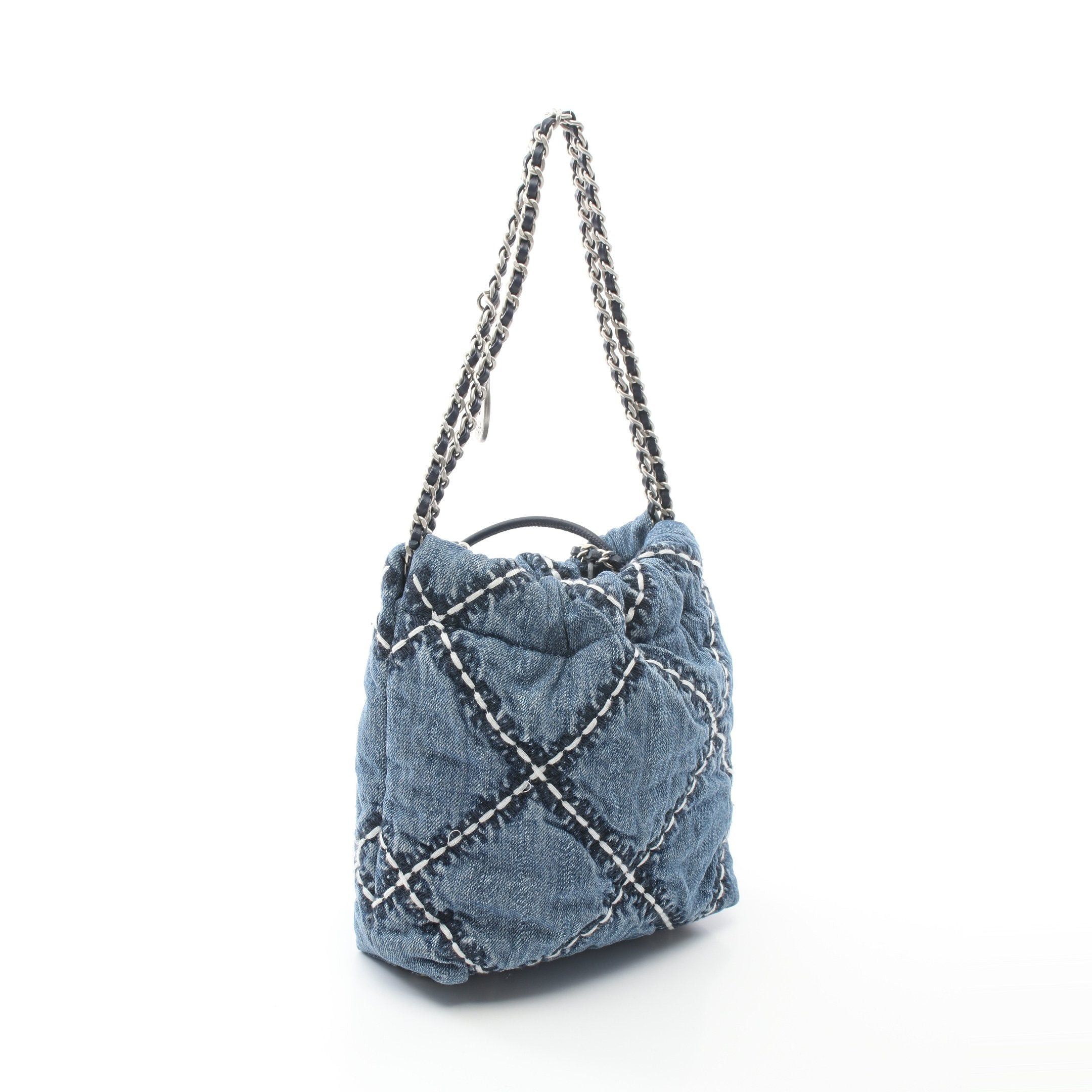 Chanel Chanel Chanel 22 Mini Chain Shoulder Bag Denim Blue Silver Hardware Size ONE SIZE - 2 Thumbnail