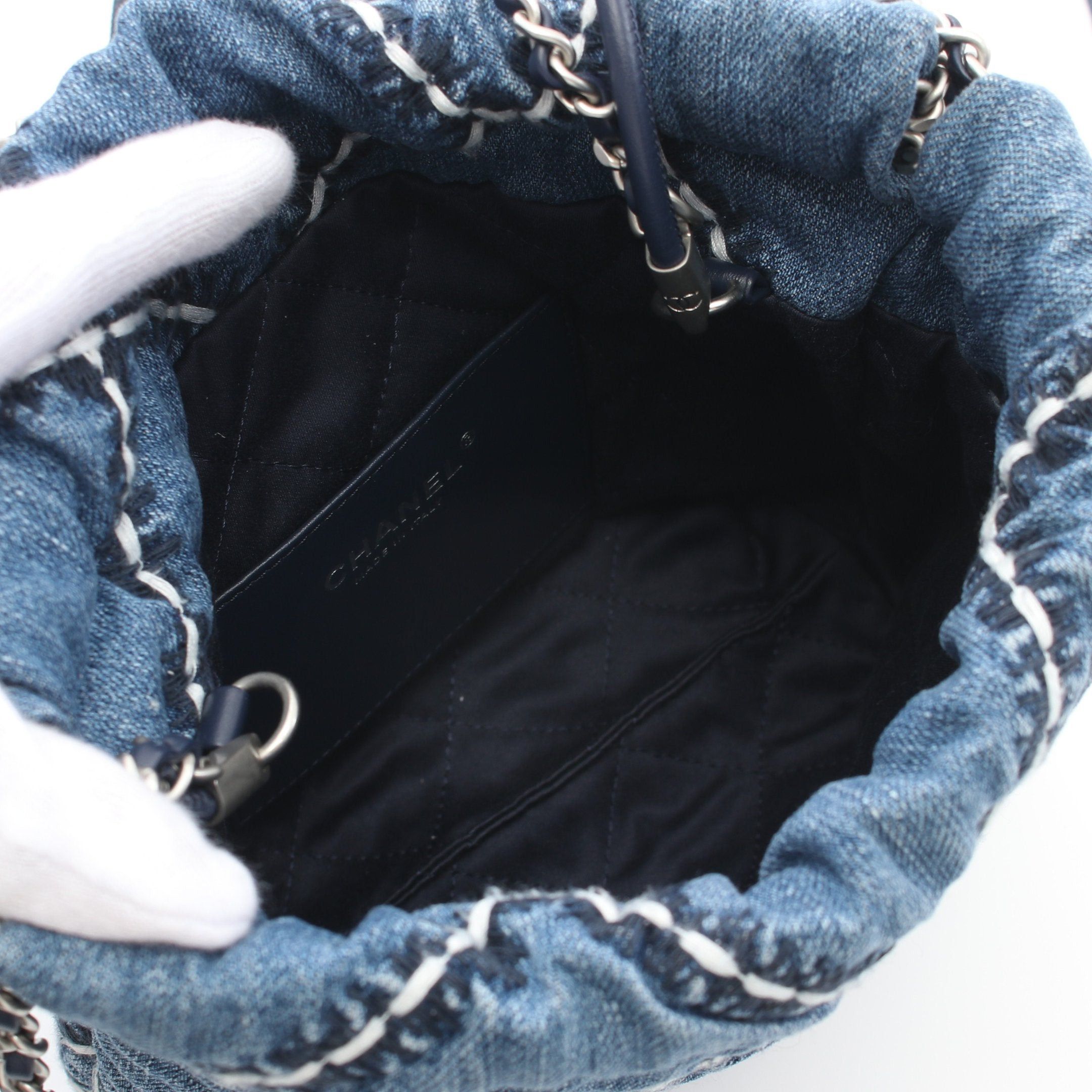 Chanel Chanel Chanel 22 Mini Chain Shoulder Bag Denim Blue Silver Hardware Size ONE SIZE - 3 Thumbnail
