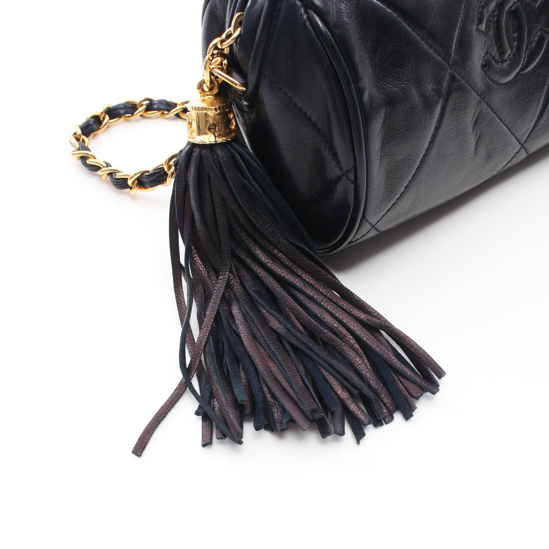 Chanel Chanel Matelasse Chain Shoulder Bag Lambskin Dark Navy Gold Hardware Fringe Size ONE SIZE - 13 Thumbnail