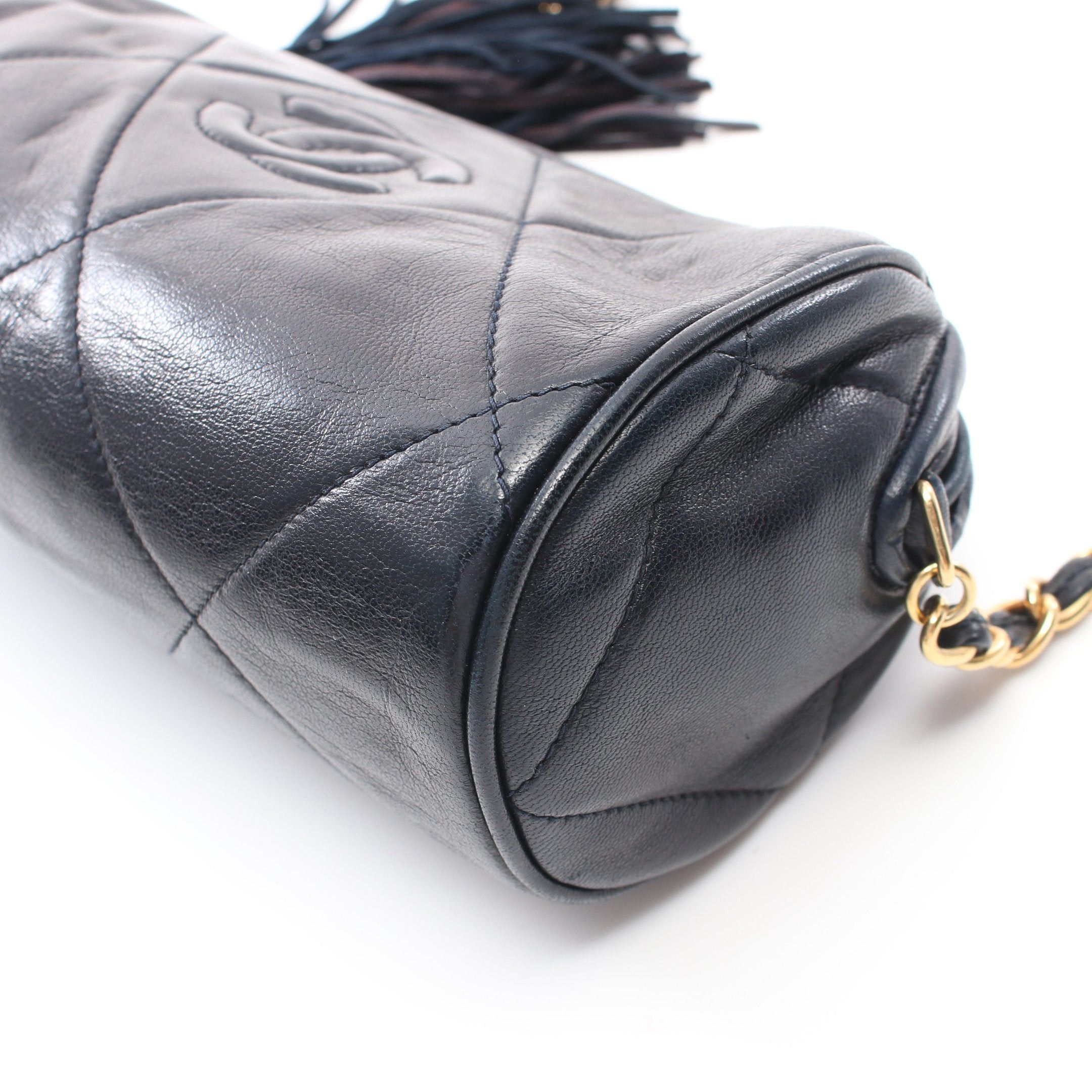 Chanel Chanel Matelasse Chain Shoulder Bag Lambskin Dark Navy Gold Hardware Fringe Size ONE SIZE - 11 Thumbnail