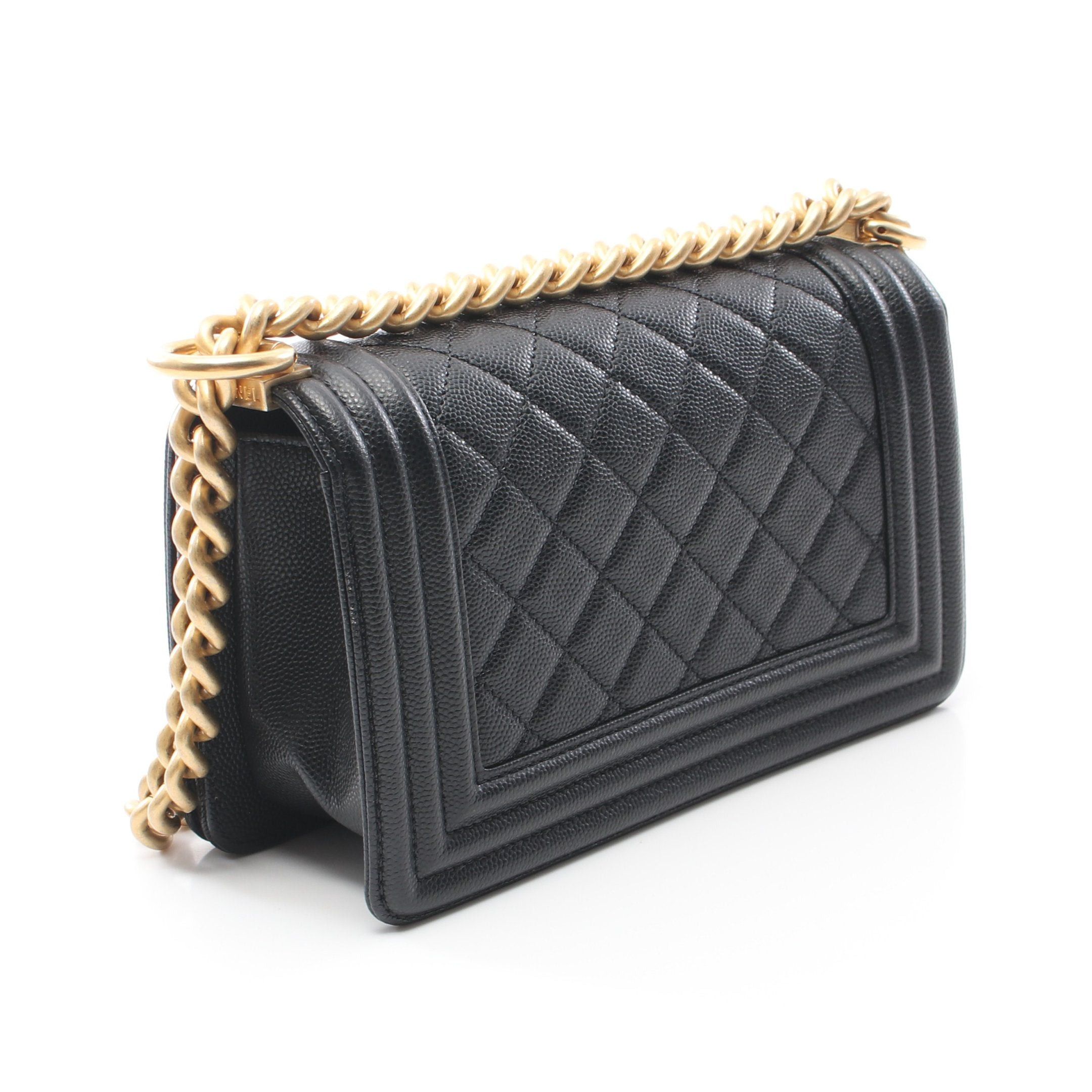 Chanel Chanel Boy Chanel Small Chain Shoulder Bag Caviar Skin Black Gold Hardware Size ONE SIZE - 2 Thumbnail