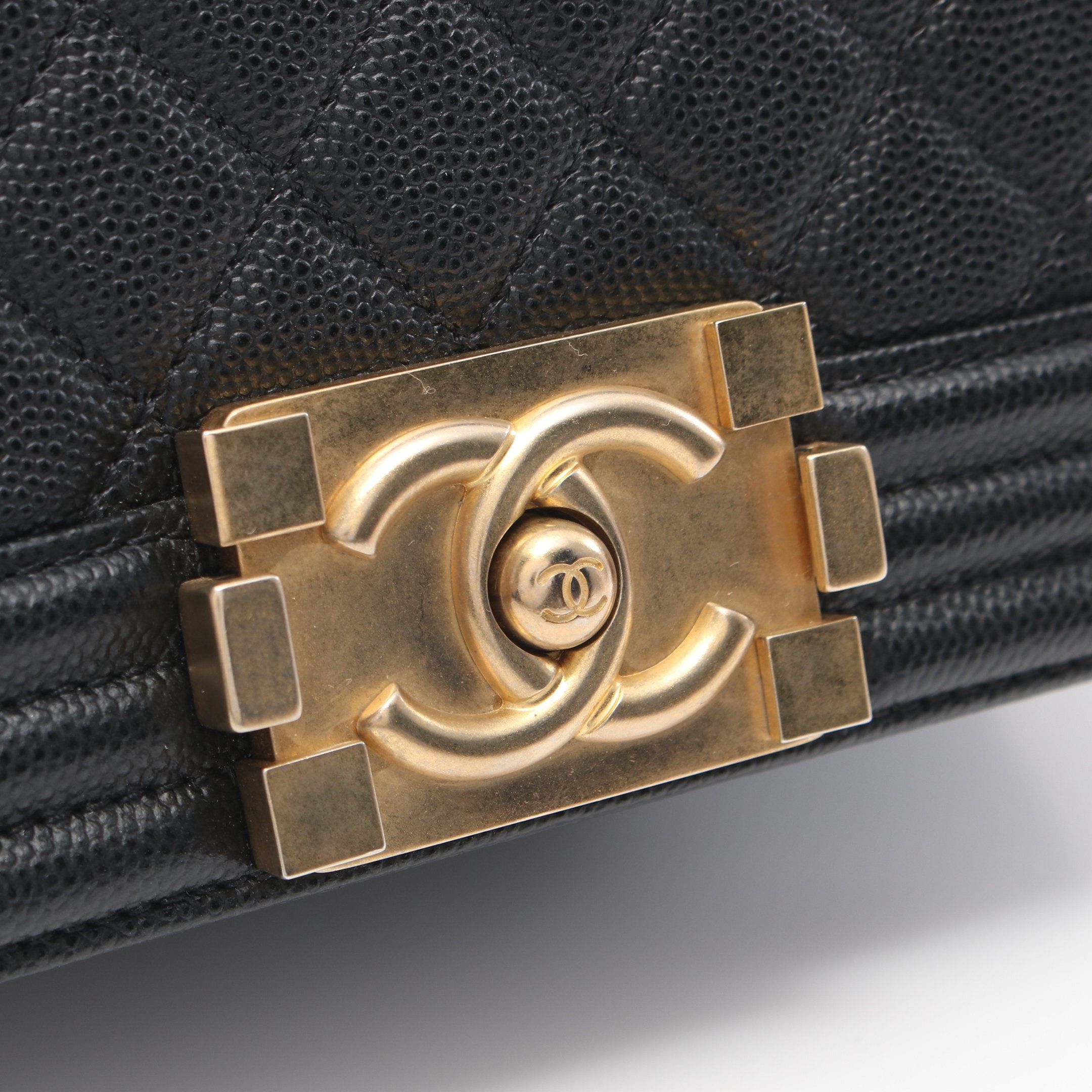 Chanel Chanel Boy Chanel Small Chain Shoulder Bag Caviar Skin Black Gold Hardware Size ONE SIZE - 9 Thumbnail