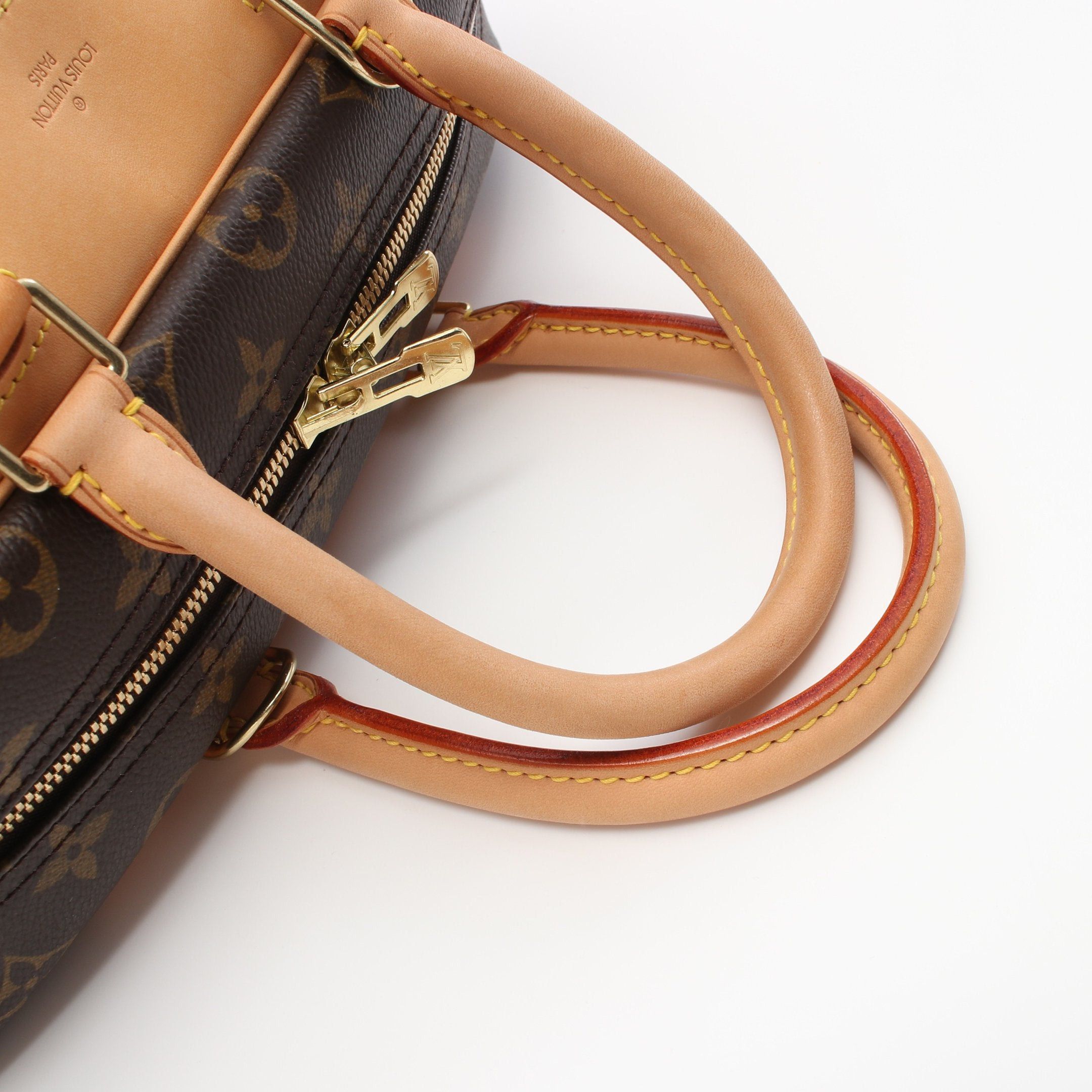 Louis Vuitton Louis Vuitton Deauville Bowling Vanity Monogram Handbag Leather Brown Size ONE SIZE - 8 Thumbnail