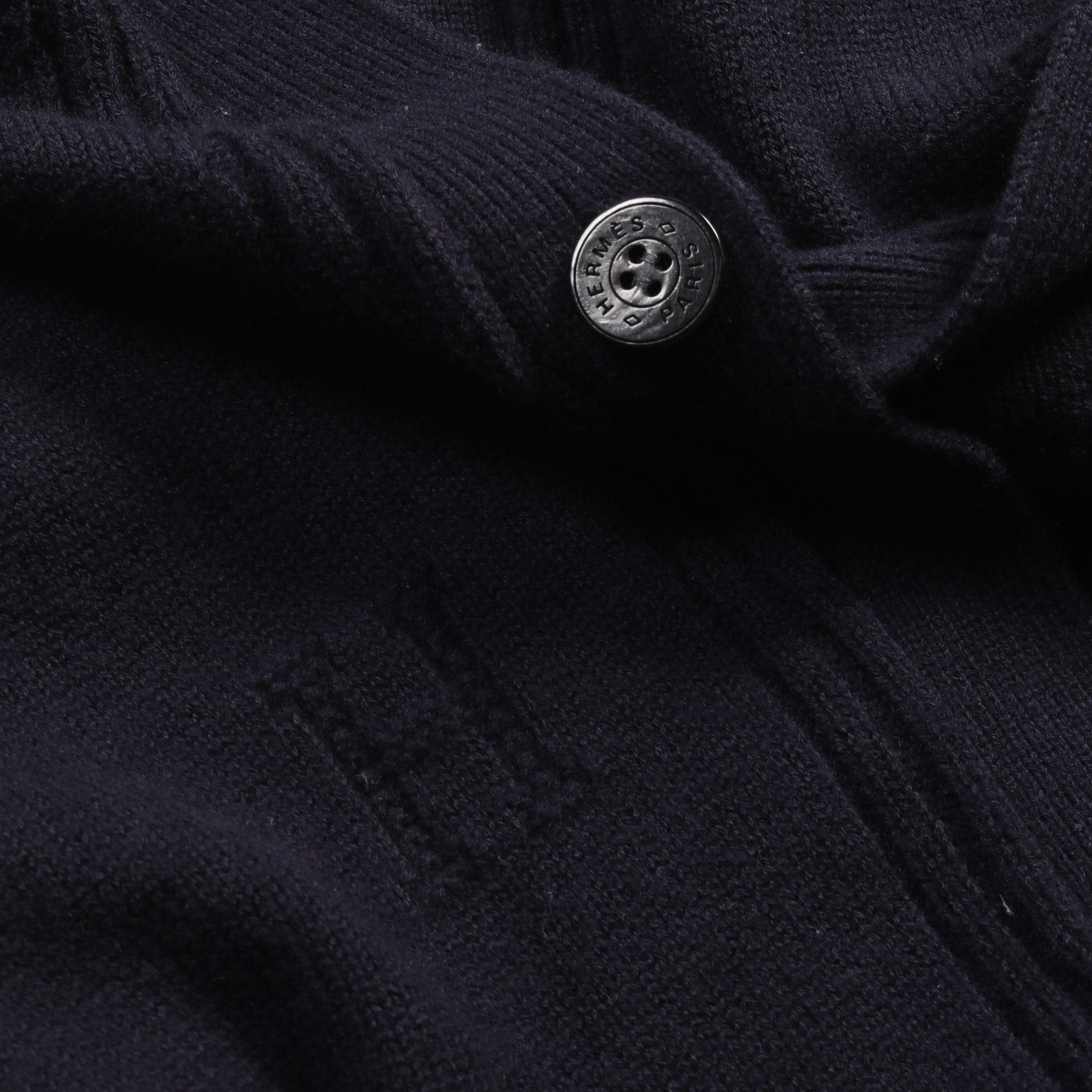 Hermes Hermes H Pattern Cardigan V-Neck Wool Navy Size ONE SIZE - 9 Thumbnail