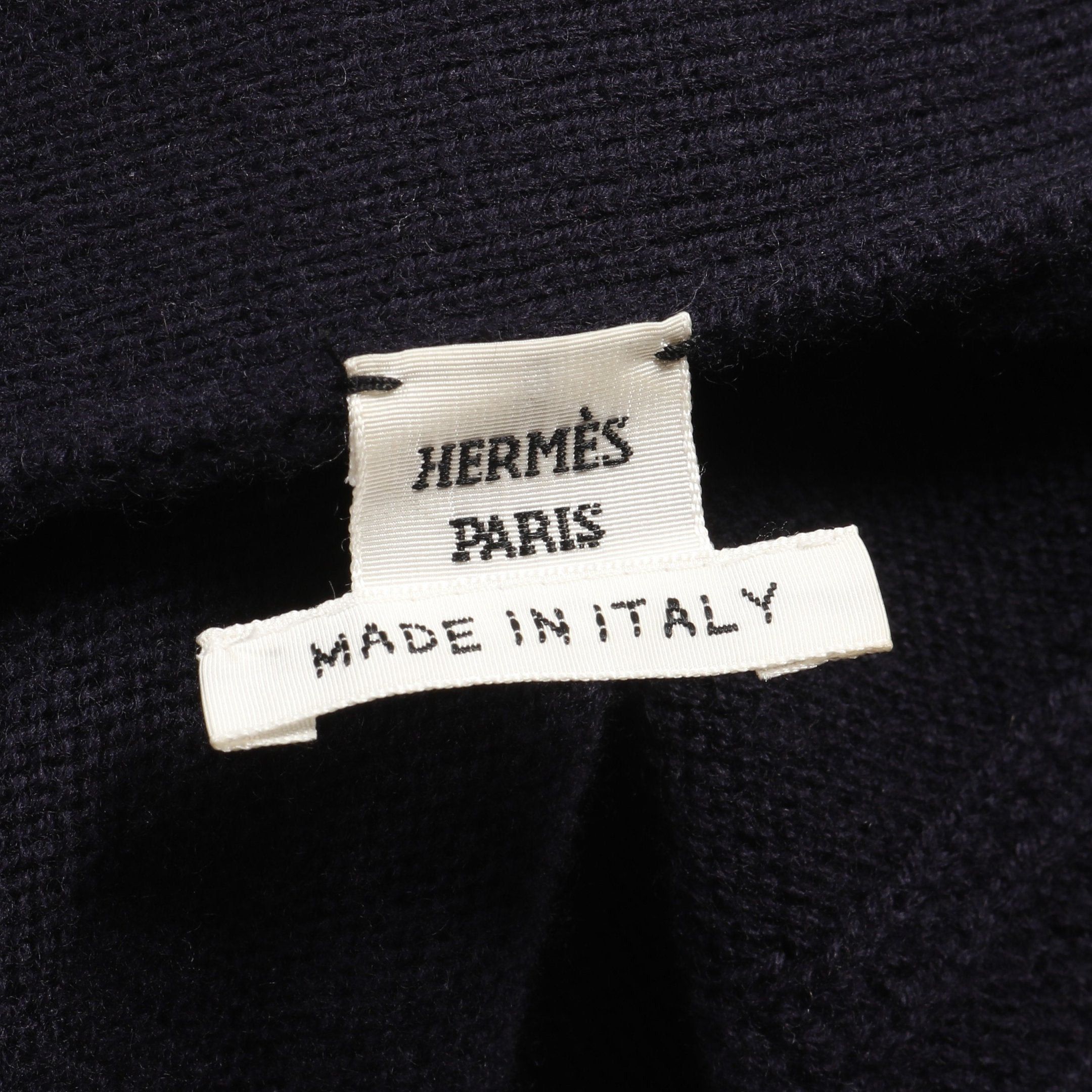Hermes Hermes H Pattern Cardigan V-Neck Wool Navy Size ONE SIZE - 3 Thumbnail