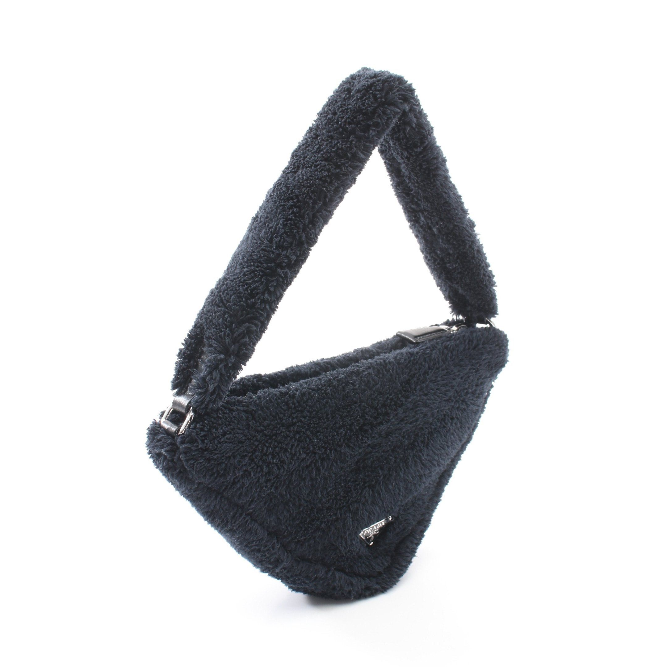 Prada Prada Terry Triangle Handbag Fabric Black Size ONE SIZE - 2 Thumbnail