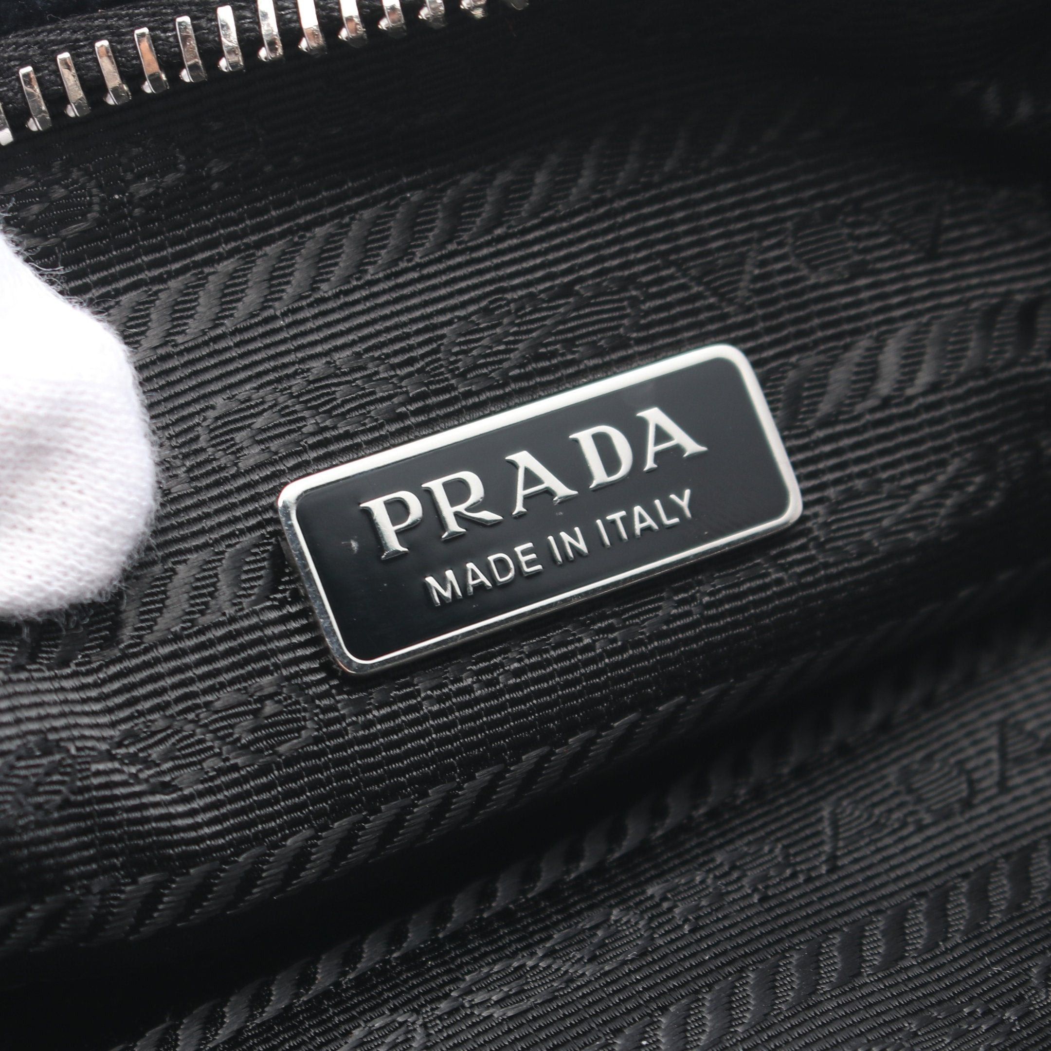 Prada Prada Terry Triangle Handbag Fabric Black Size ONE SIZE - 4 Thumbnail