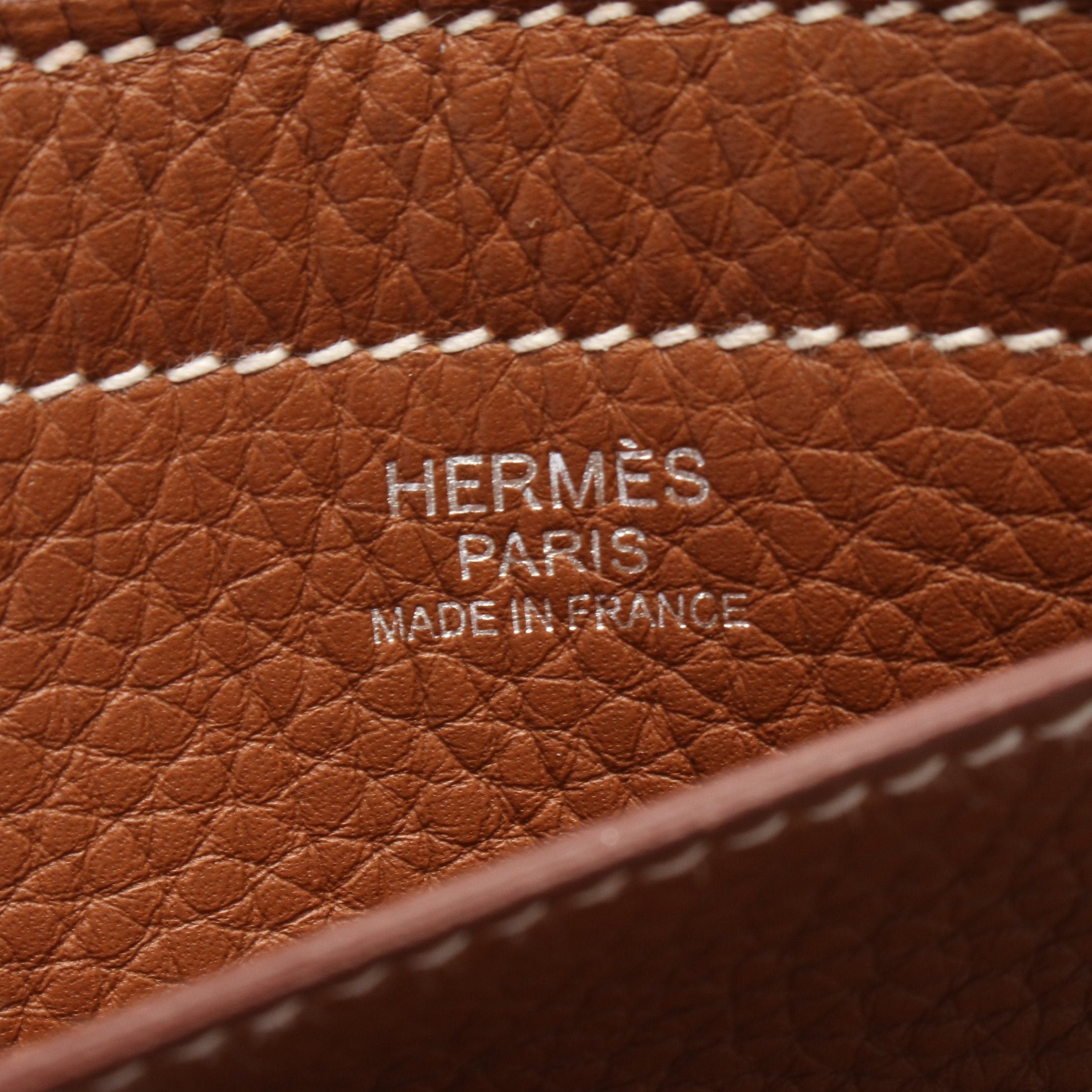 Hermes Cabaseri 46 Gold Shoulder Bag Tote Clemence Leather Brown Z Stamp