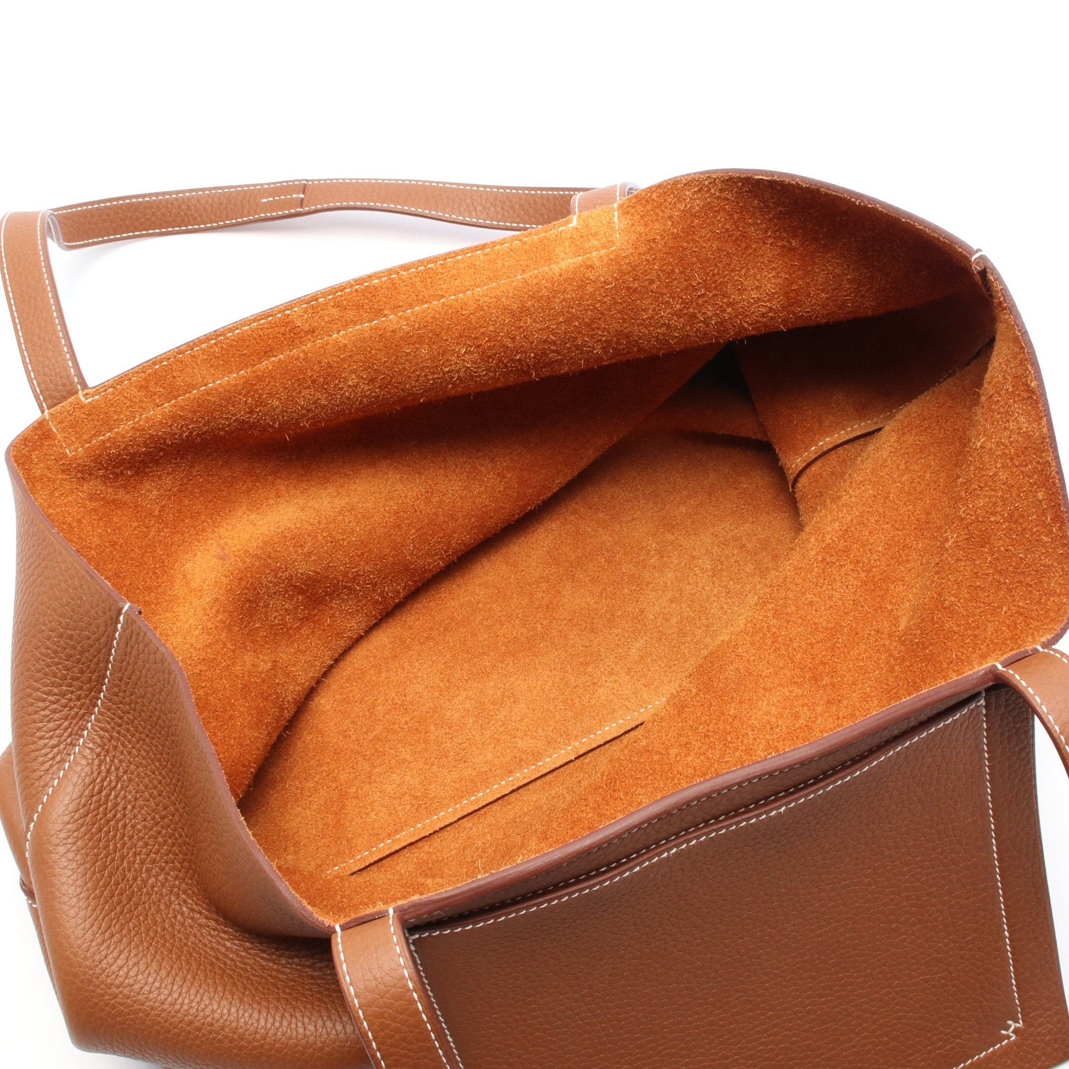 Hermes Cabaseri 46 Gold Shoulder Bag Tote Clemence Leather Brown Z Stamp