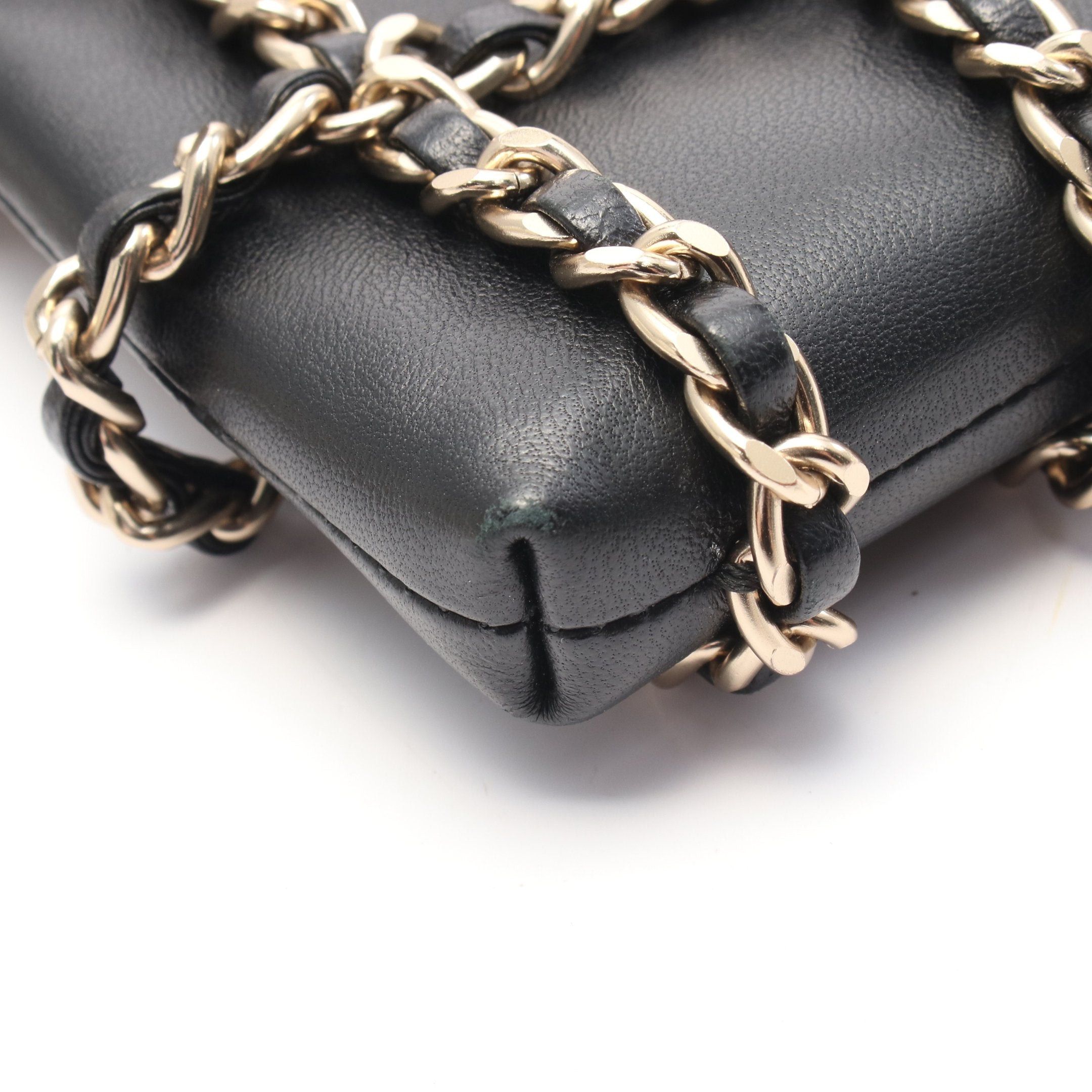 Chanel Chanel Coco Mark Phone Holder Chain Shoulder Bag Leather Black Gold Hardware Size ONE SIZE - 7 Thumbnail