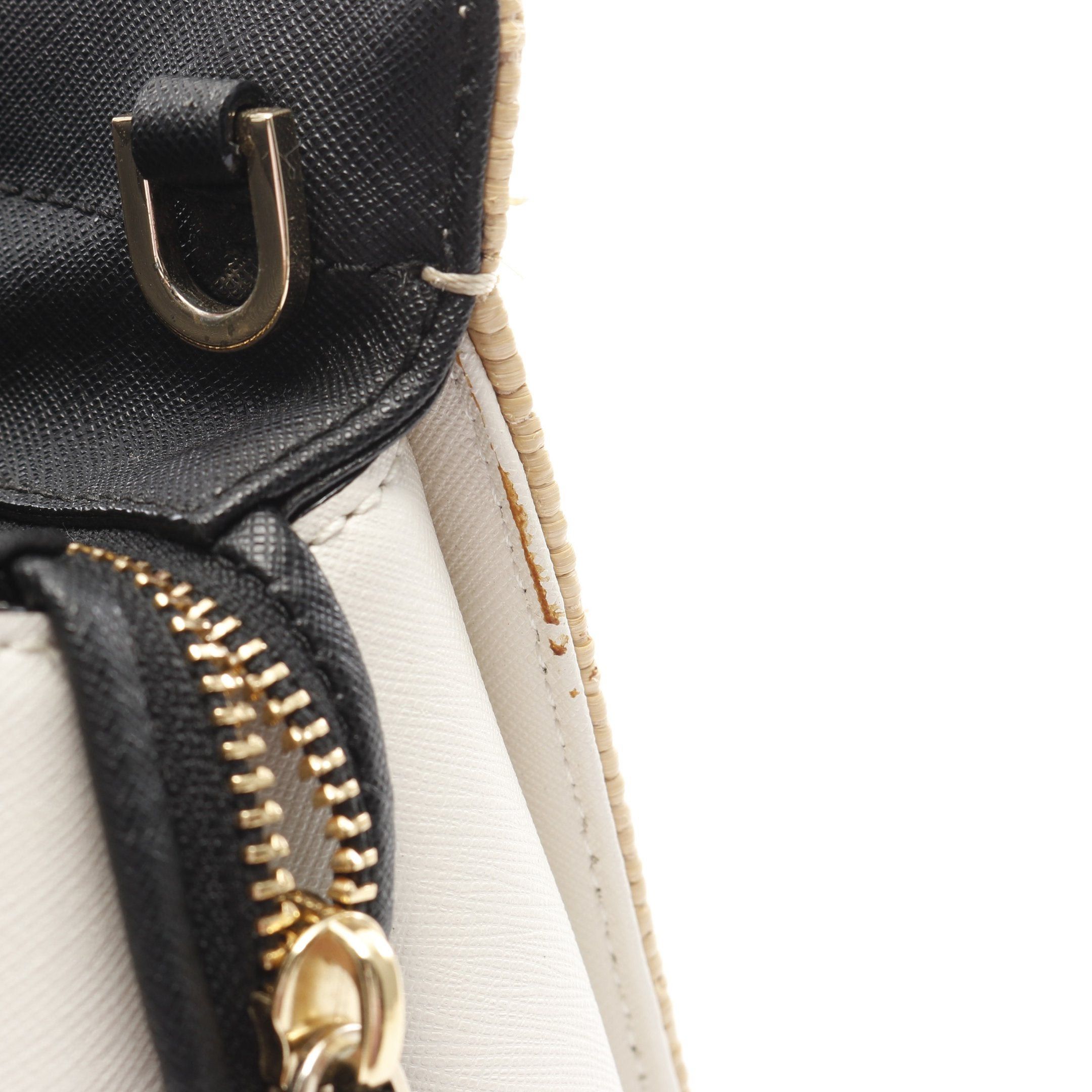 Kate Spade Kate Spade Handbag Raffia Leather Beige Black Off White Size ONE SIZE - 11 Thumbnail