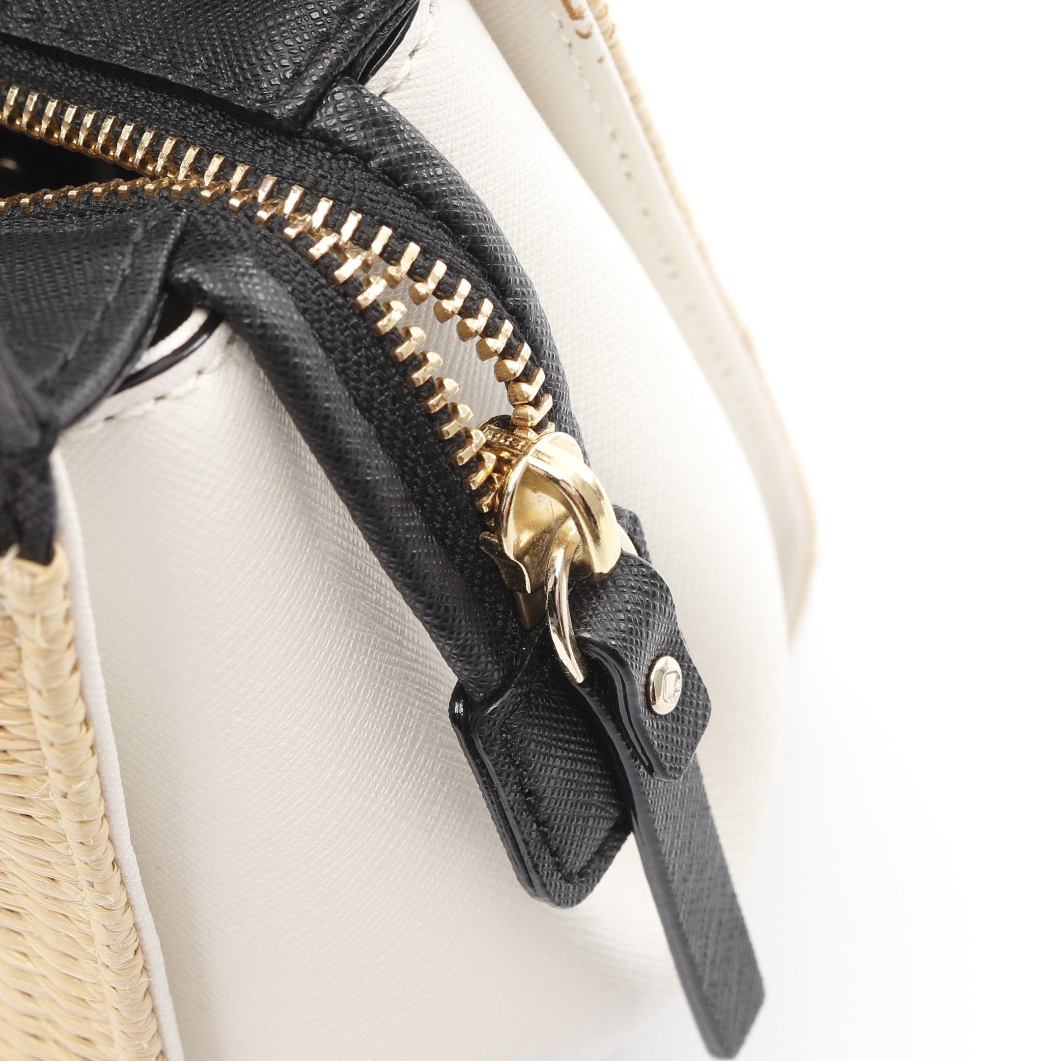 Kate Spade Kate Spade Handbag Raffia Leather Beige Black Off White Size ONE SIZE - 9 Thumbnail