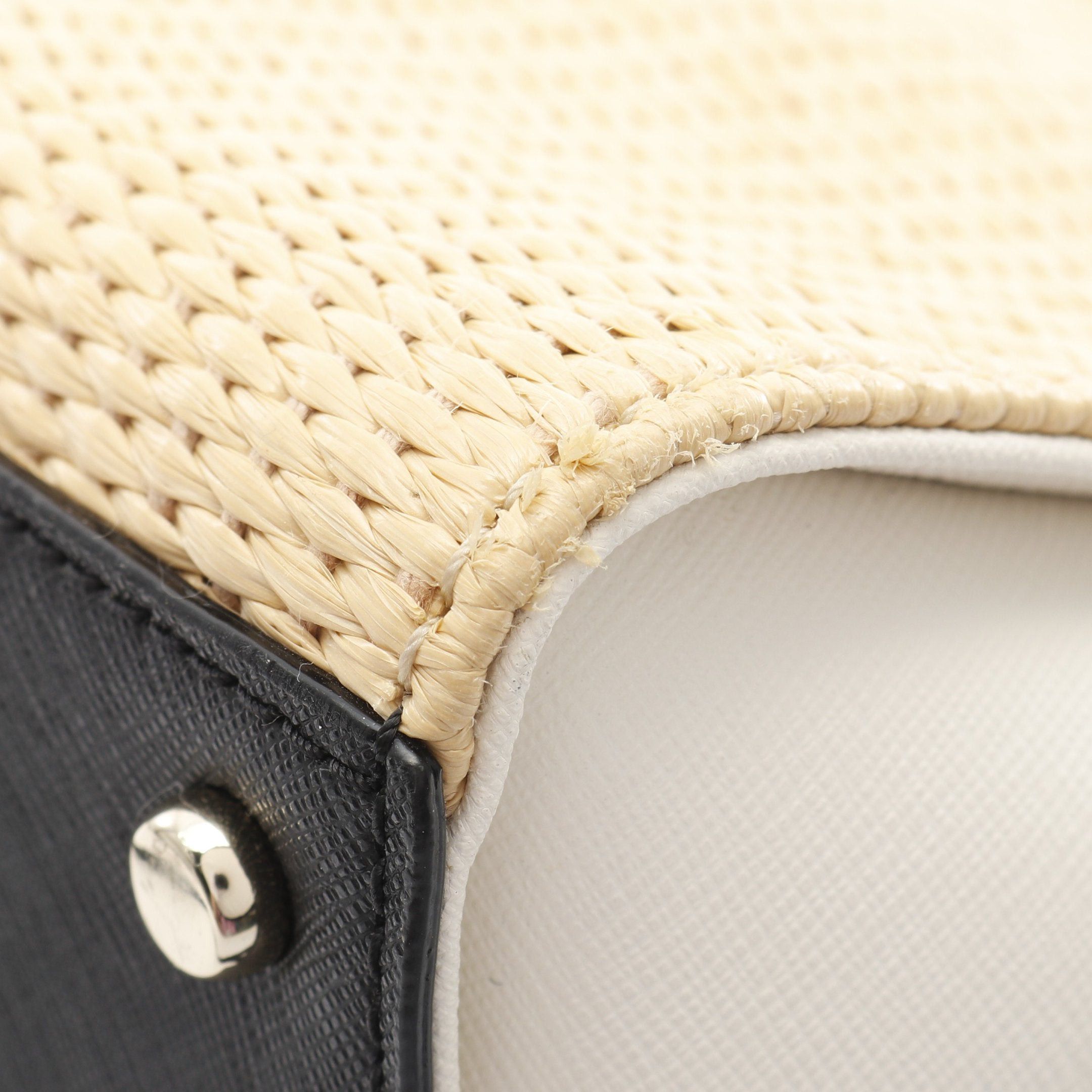 Kate Spade Kate Spade Handbag Raffia Leather Beige Black Off White Size ONE SIZE - 5 Thumbnail