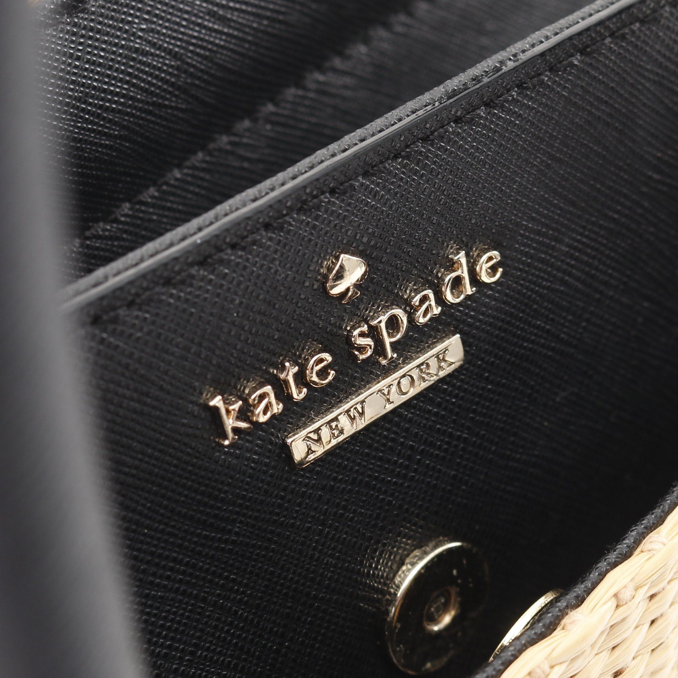 Kate Spade Kate Spade Handbag Raffia Leather Beige Black Off White Size ONE SIZE - 4 Thumbnail