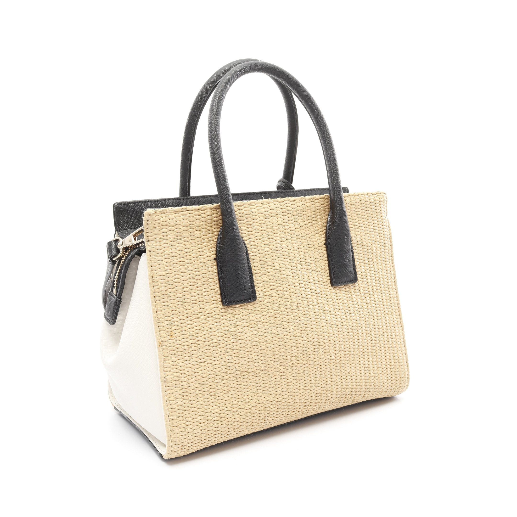Kate Spade Kate Spade Handbag Raffia Leather Beige Black Off White Size ONE SIZE - 2 Thumbnail